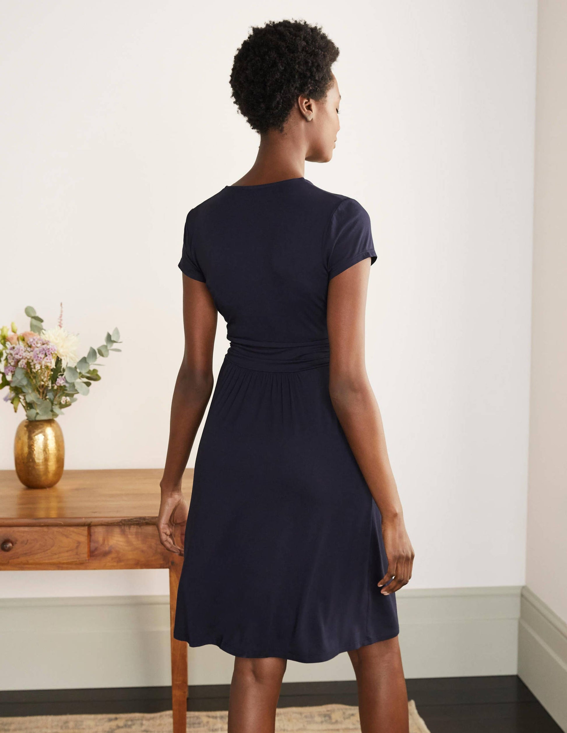 Lola Navy Jersey Wrap Dress-Navy-3