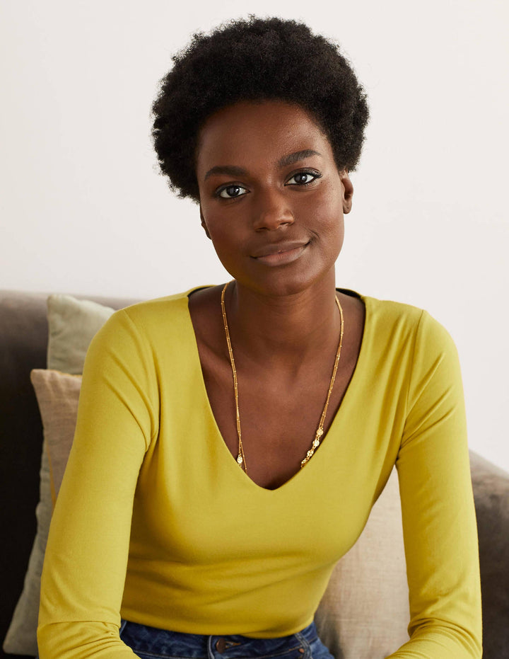 Double Layer V-neck Top-Chartreuse