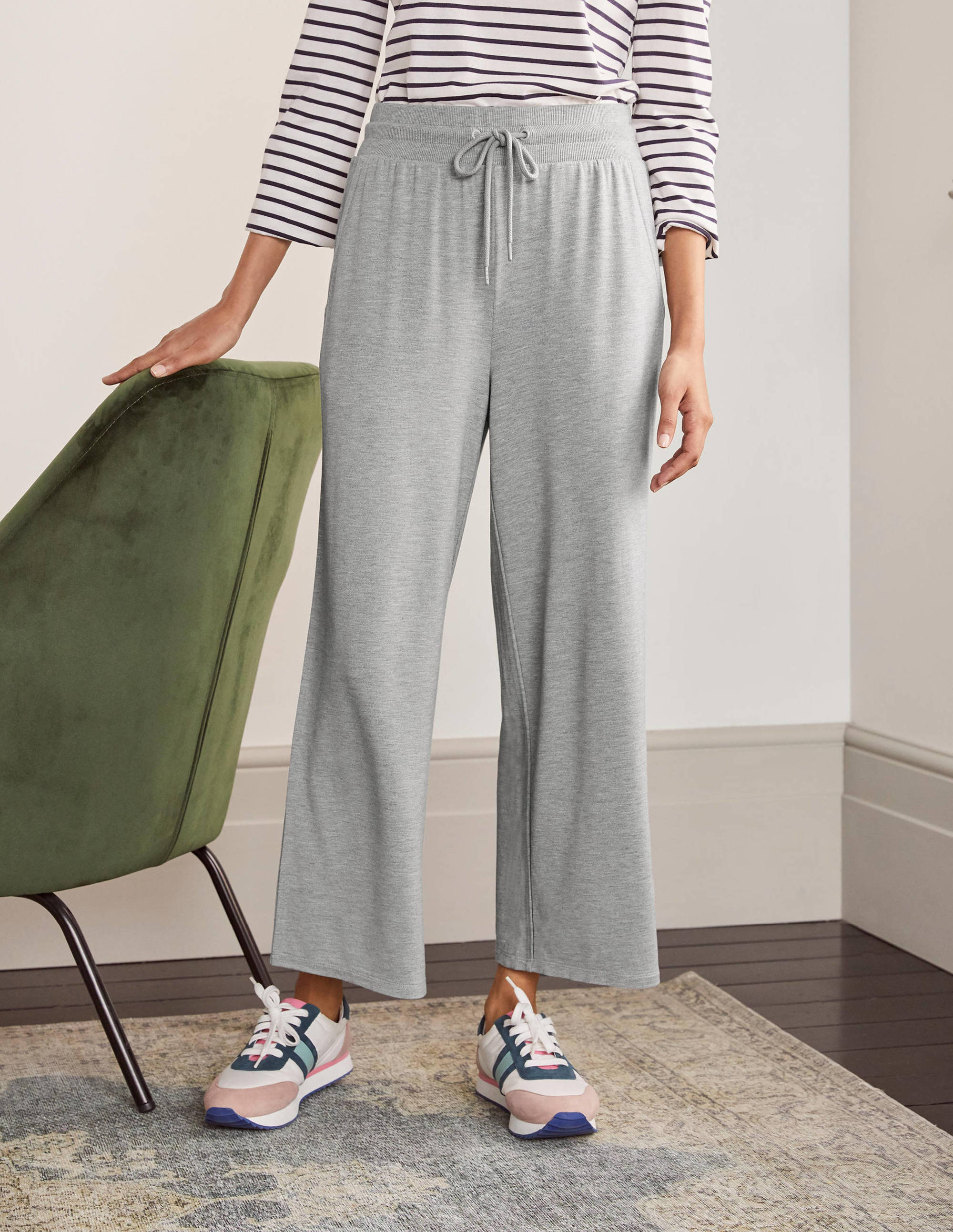 Emma Cropped Joggers-Grey Marl - Image 2