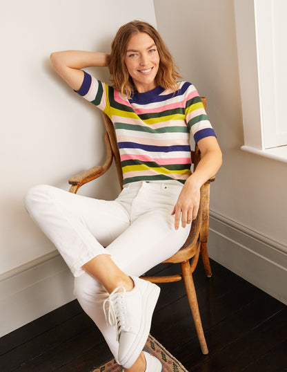 Abingdon Cotton Knitted Tee-Multi Stripe-1