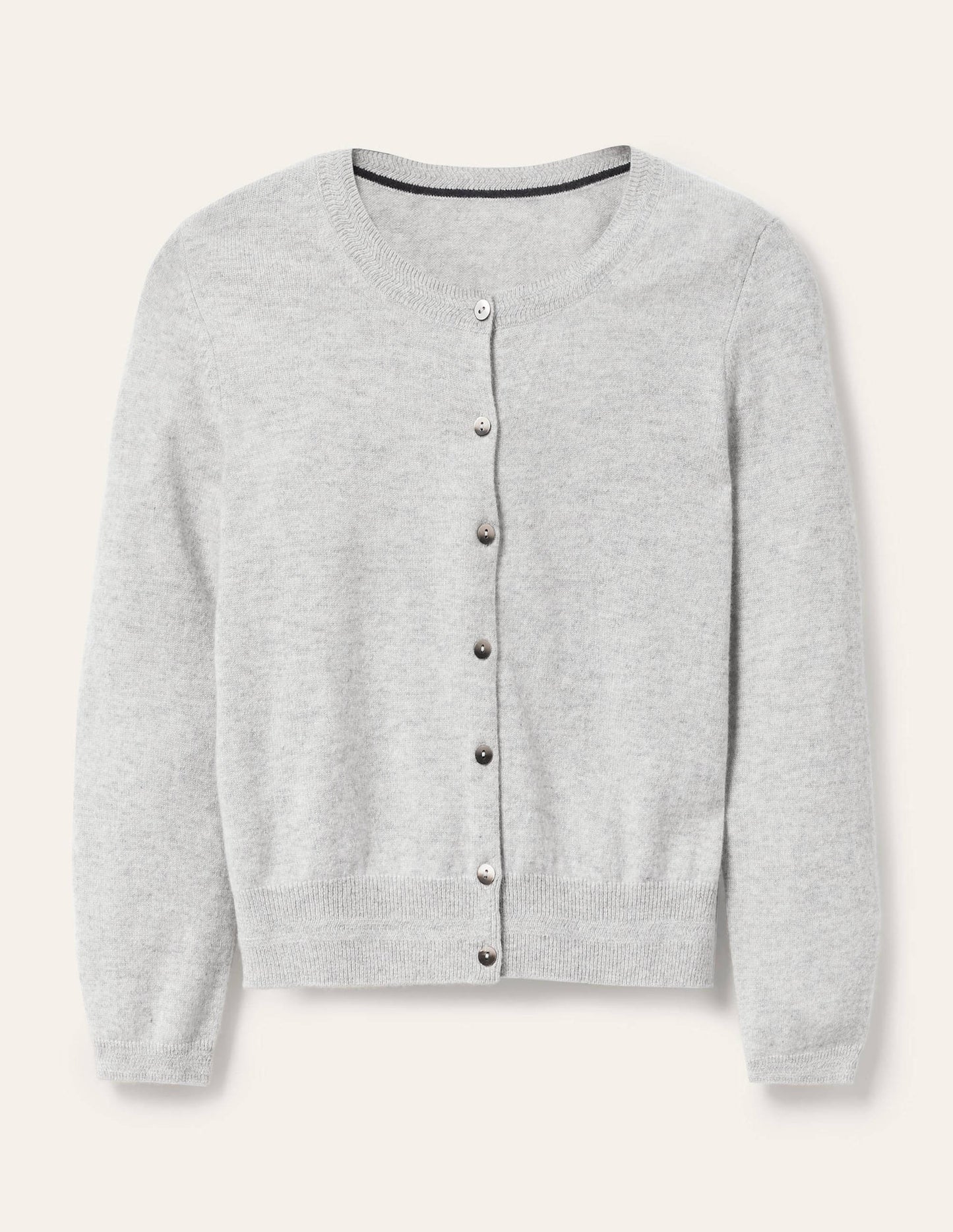 Cashmere Crop Cardigan-Grey Melange