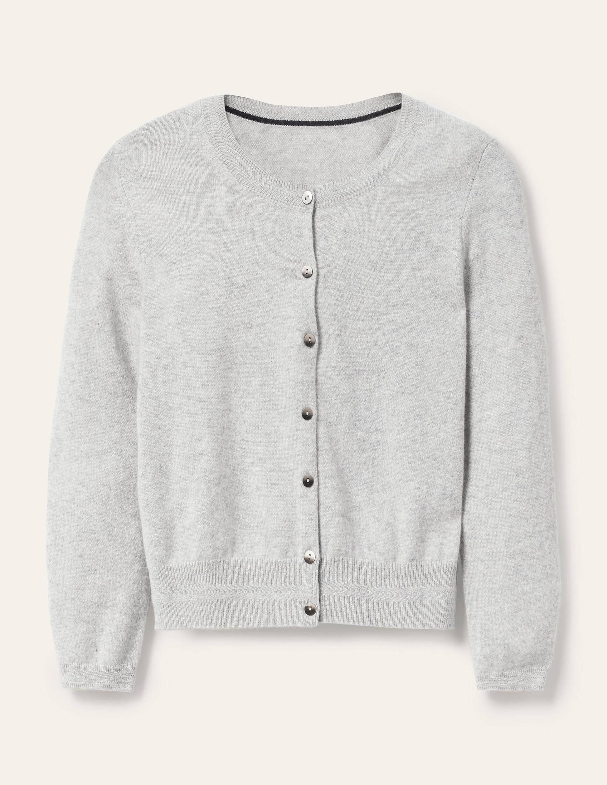 Cashmere Crop Cardigan-Grey Melange-5