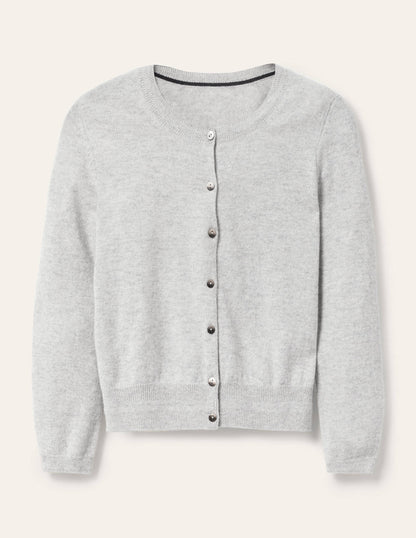 Cashmere Crop Cardigan-Grey Melange-5