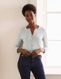 Cashmere Crop Cardigan-Grey Melange