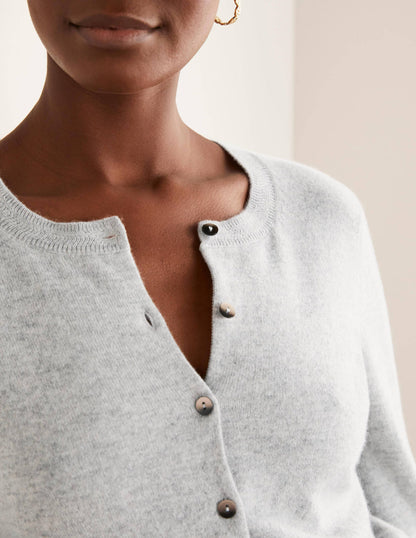 Cashmere Crop Cardigan-Grey Melange-4