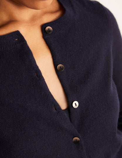 Cashmere Crop Cardigan-Navy-4