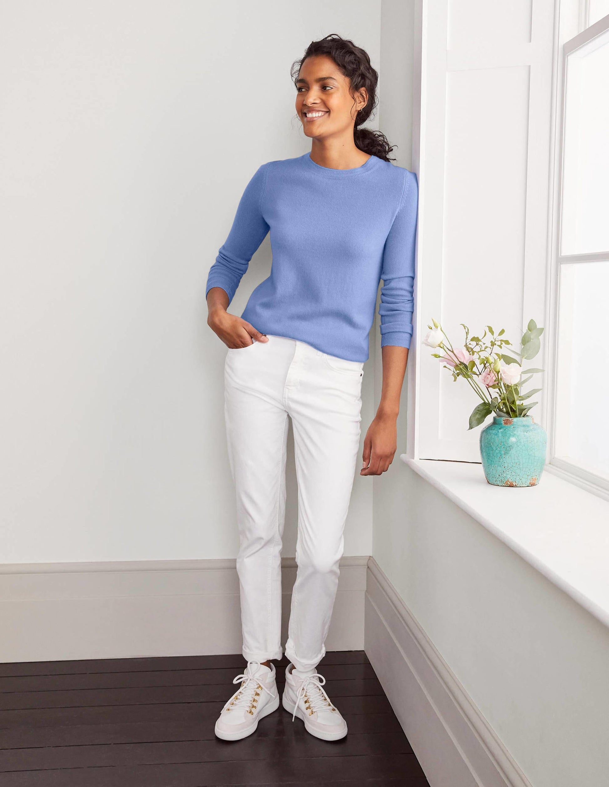Cashmere Crew Neck Jumper-Gulf Blue-2