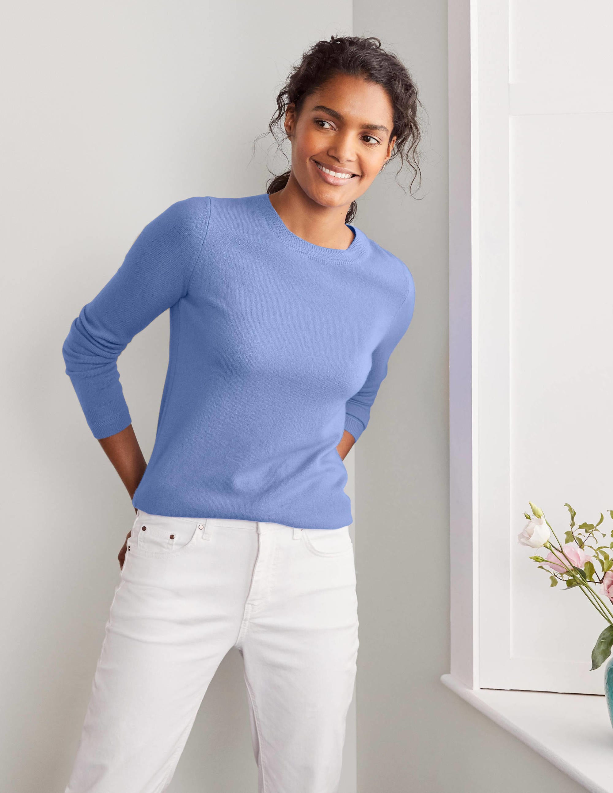 Cashmere Crew Neck Jumper-Gulf Blue - Image 4