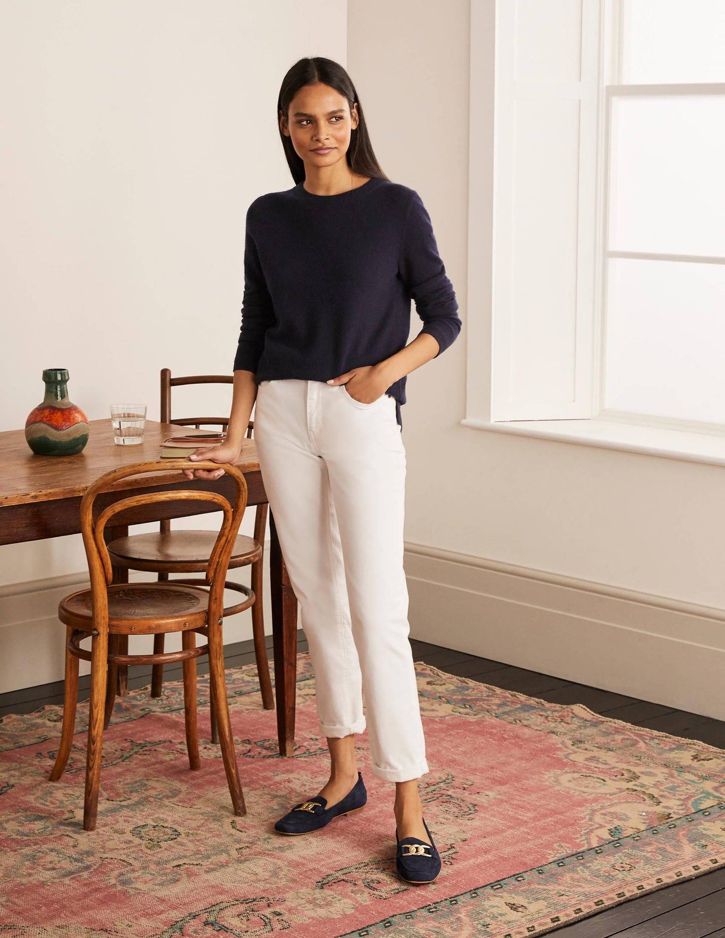 Cashmere Crew Neck Jumper-Navy