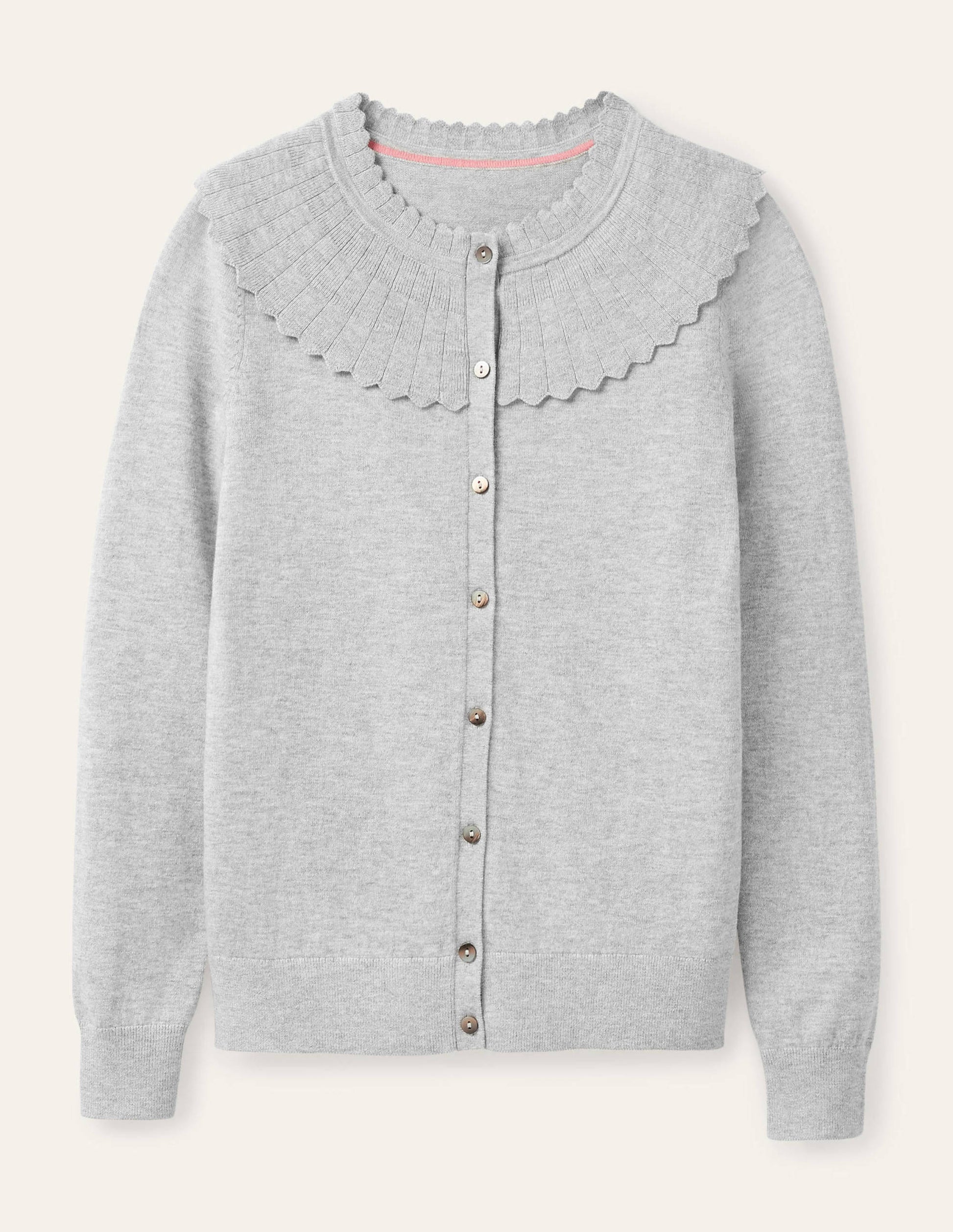 Abercorn Scallop Cardigan-Grey Melange-5