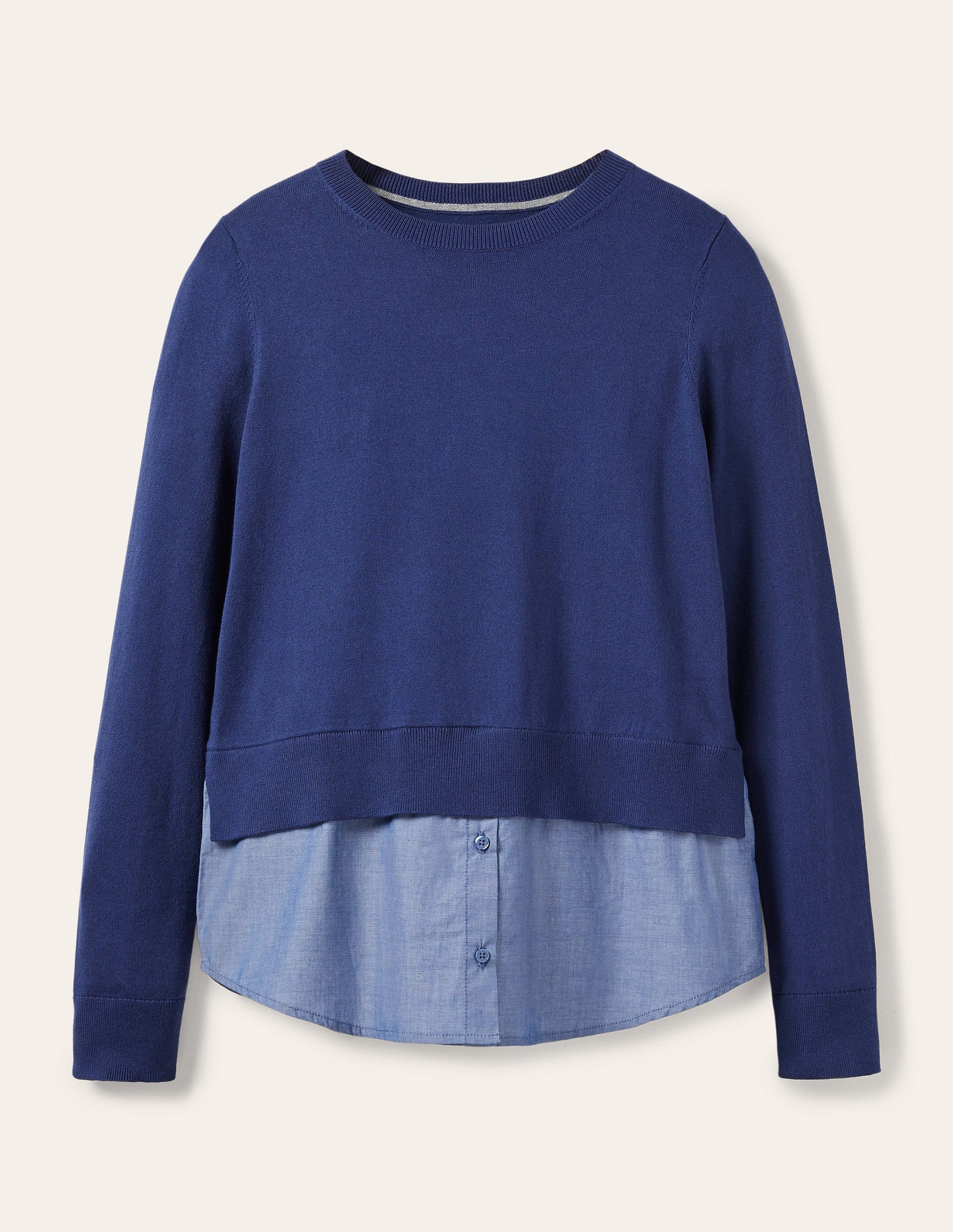 Radnor Woven Mix Jumper-Mariner Blue, Chambray-5