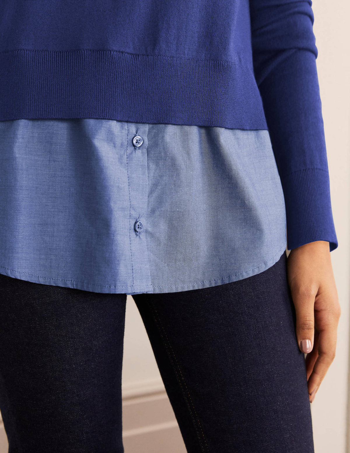 Radnor Woven Mix Jumper-Mariner Blue, Chambray - Image 4