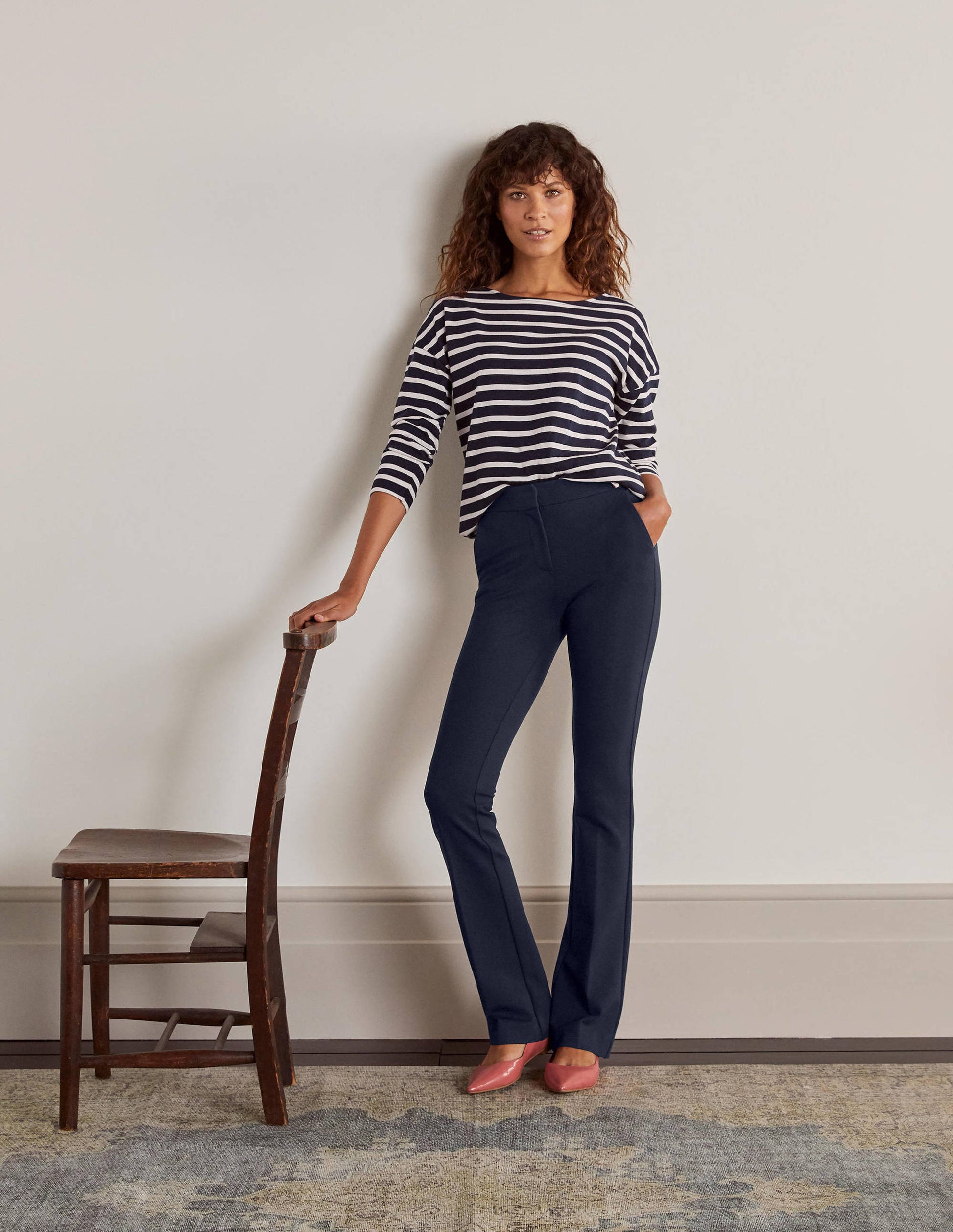 Hampshire Bootcut Trousers-Navy-4