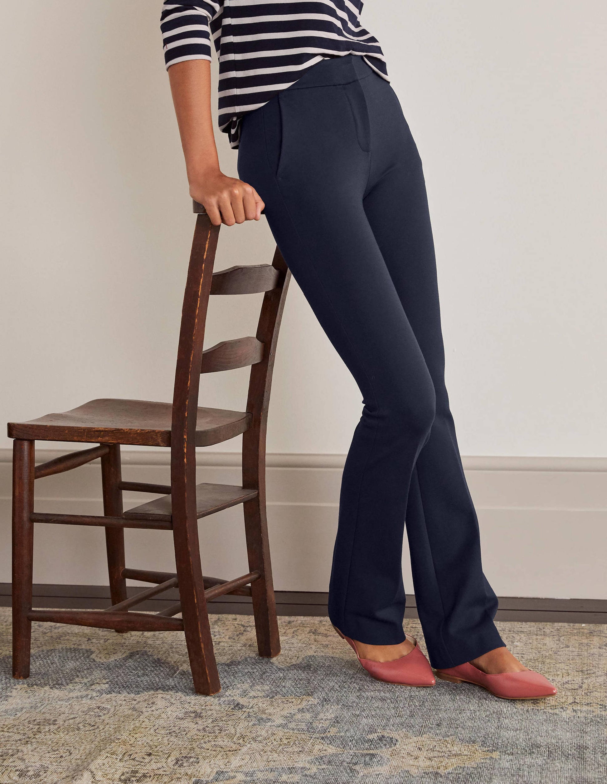 Hampshire Bootcut Trousers-Navy-1