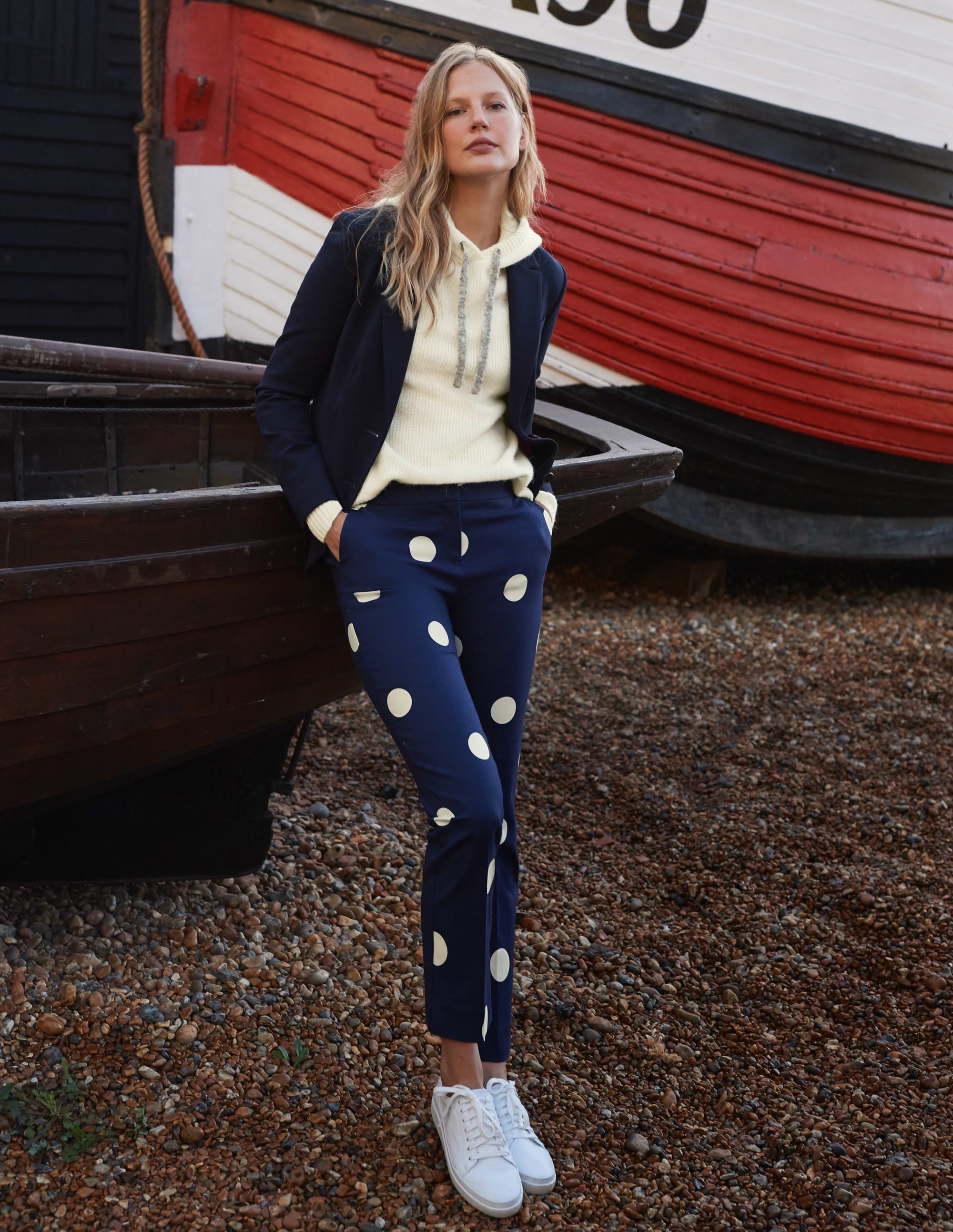 Richmond 7/8 Trouser-French Navy, Regular Dot - Image 4
