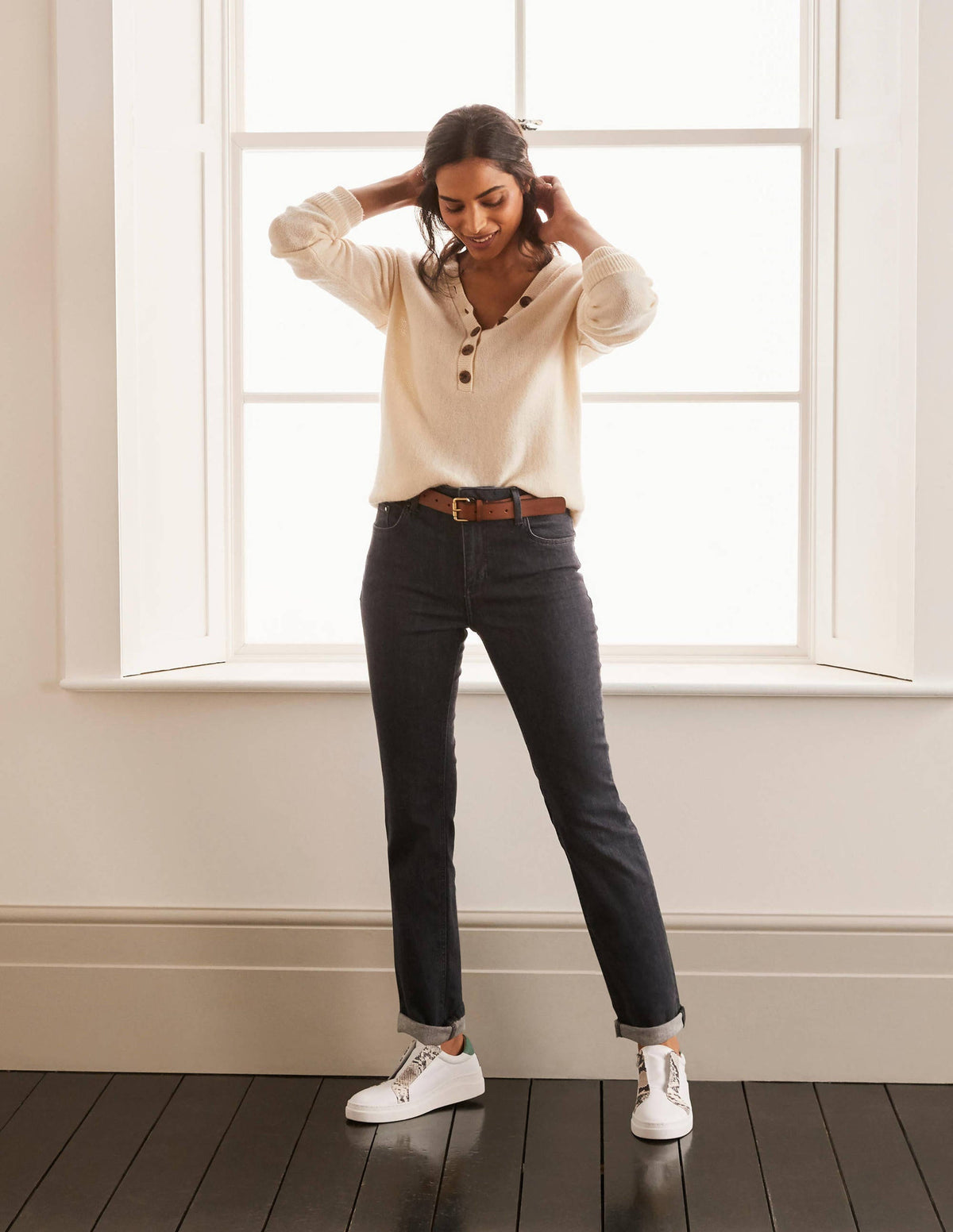 Slim Straight Jeans-Grey-4