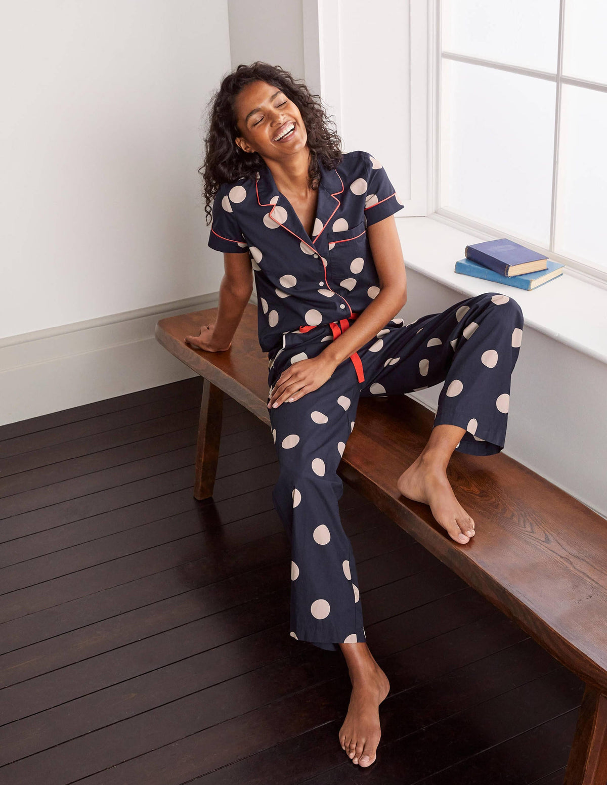 Phoebe PJ Shirt-French Navy, Regular Dot-1