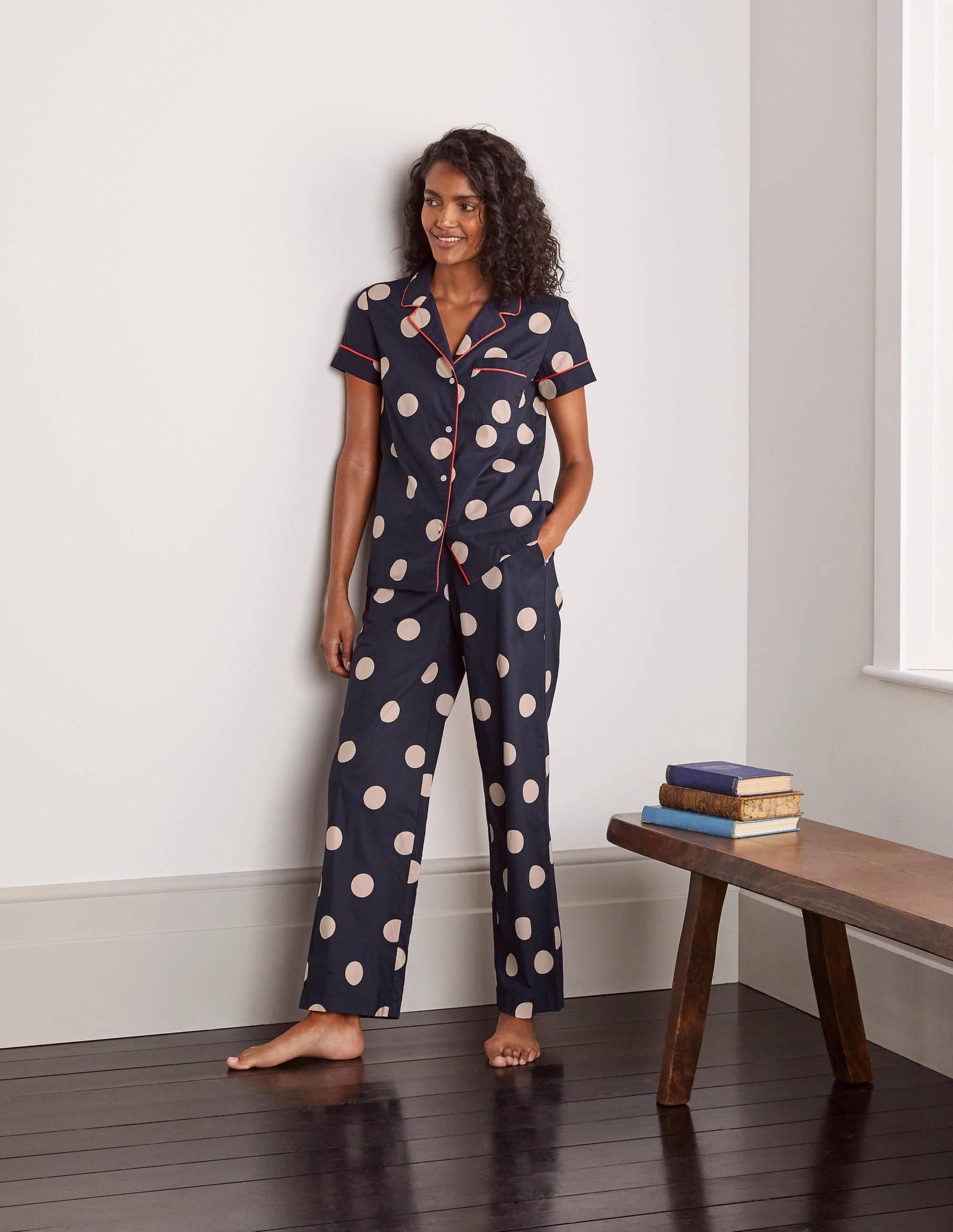 Phoebe PJ Shirt-French Navy, Regular Dot - Image 2