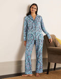 Long Sleeve Pyjama Shirt-Frost, Fanciful Peacock