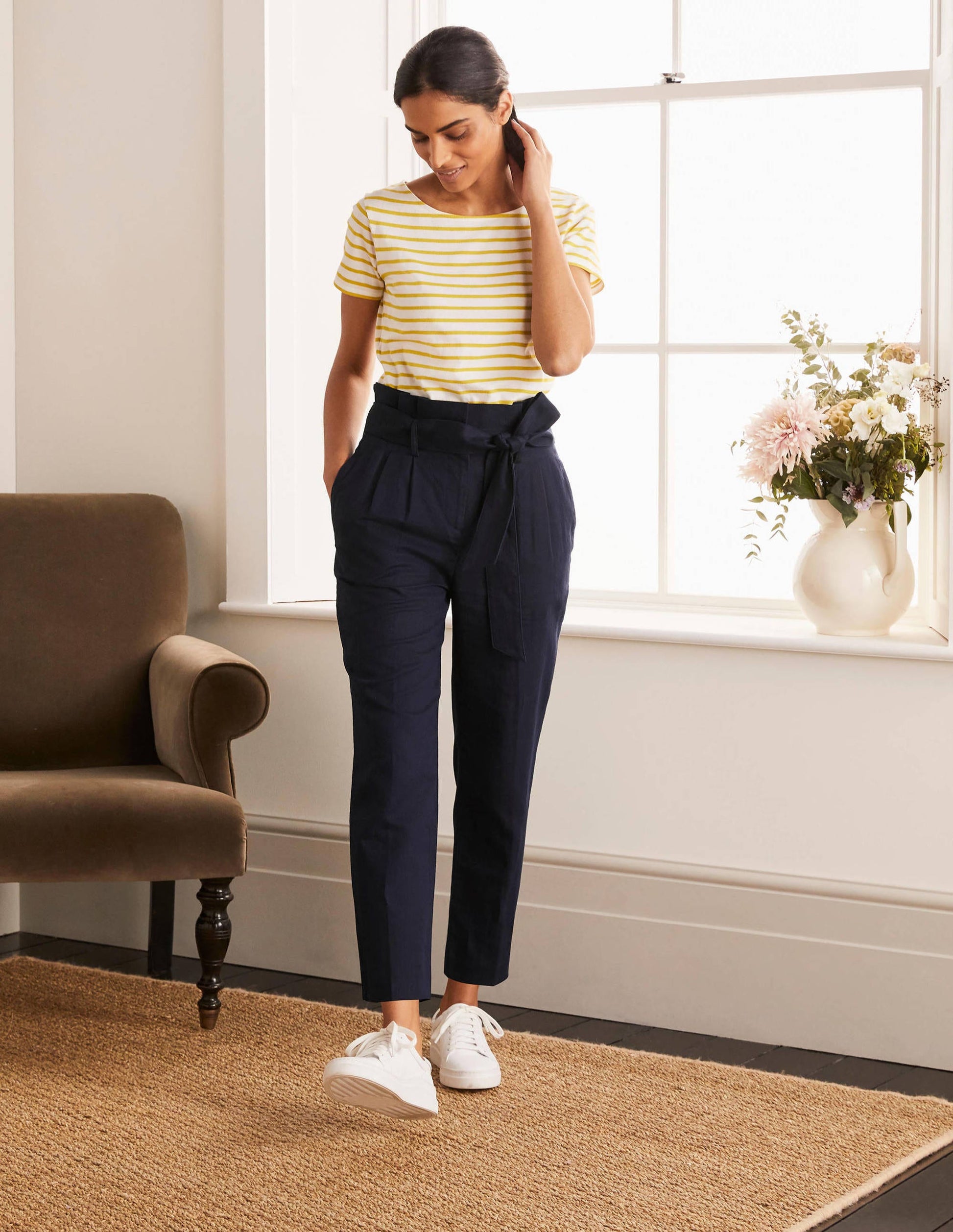 Ludgate Paperbag Trousers-Navy-4