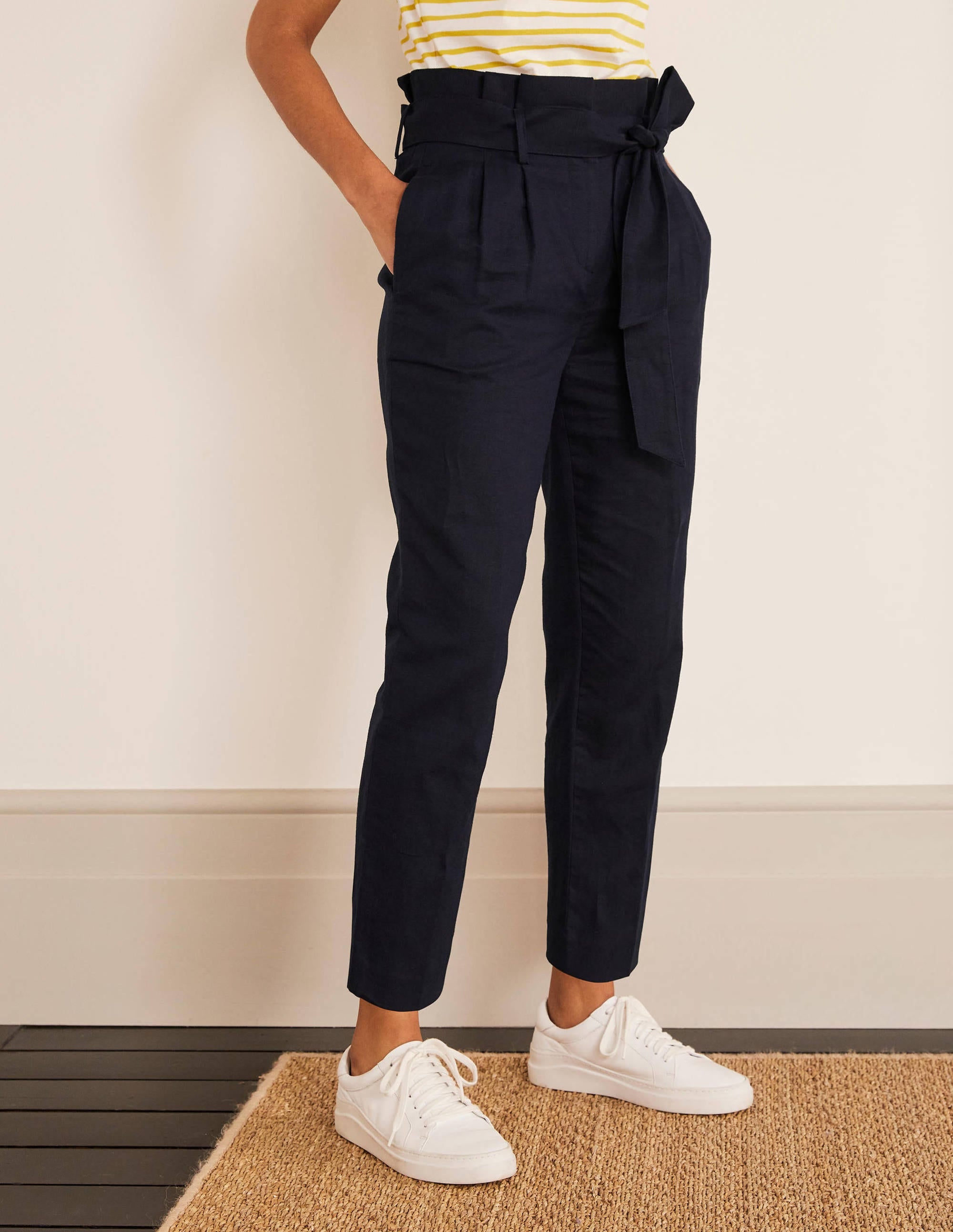 Ludgate Paperbag Trousers-Navy - Image 1