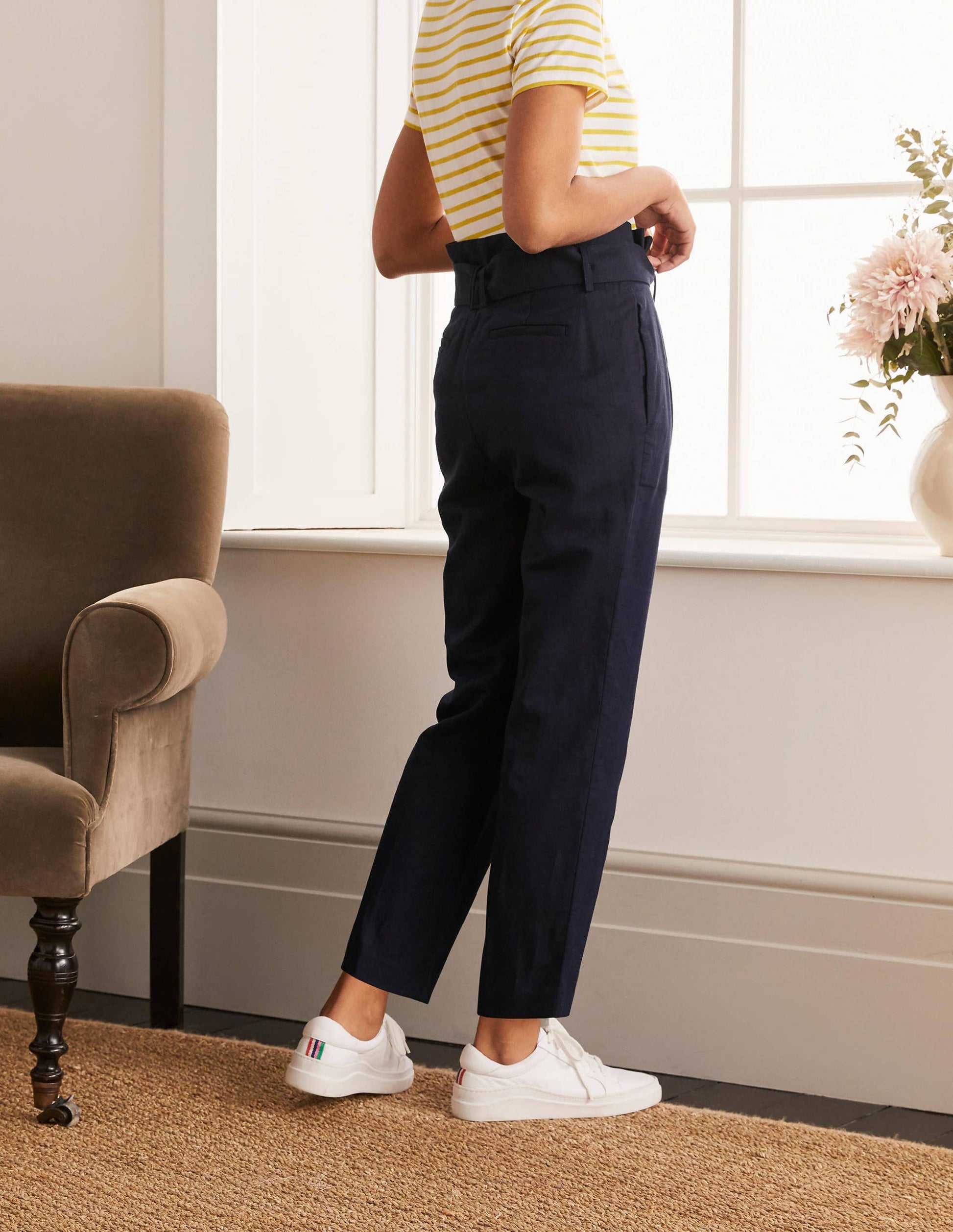Ludgate Paperbag Trousers-Navy-2