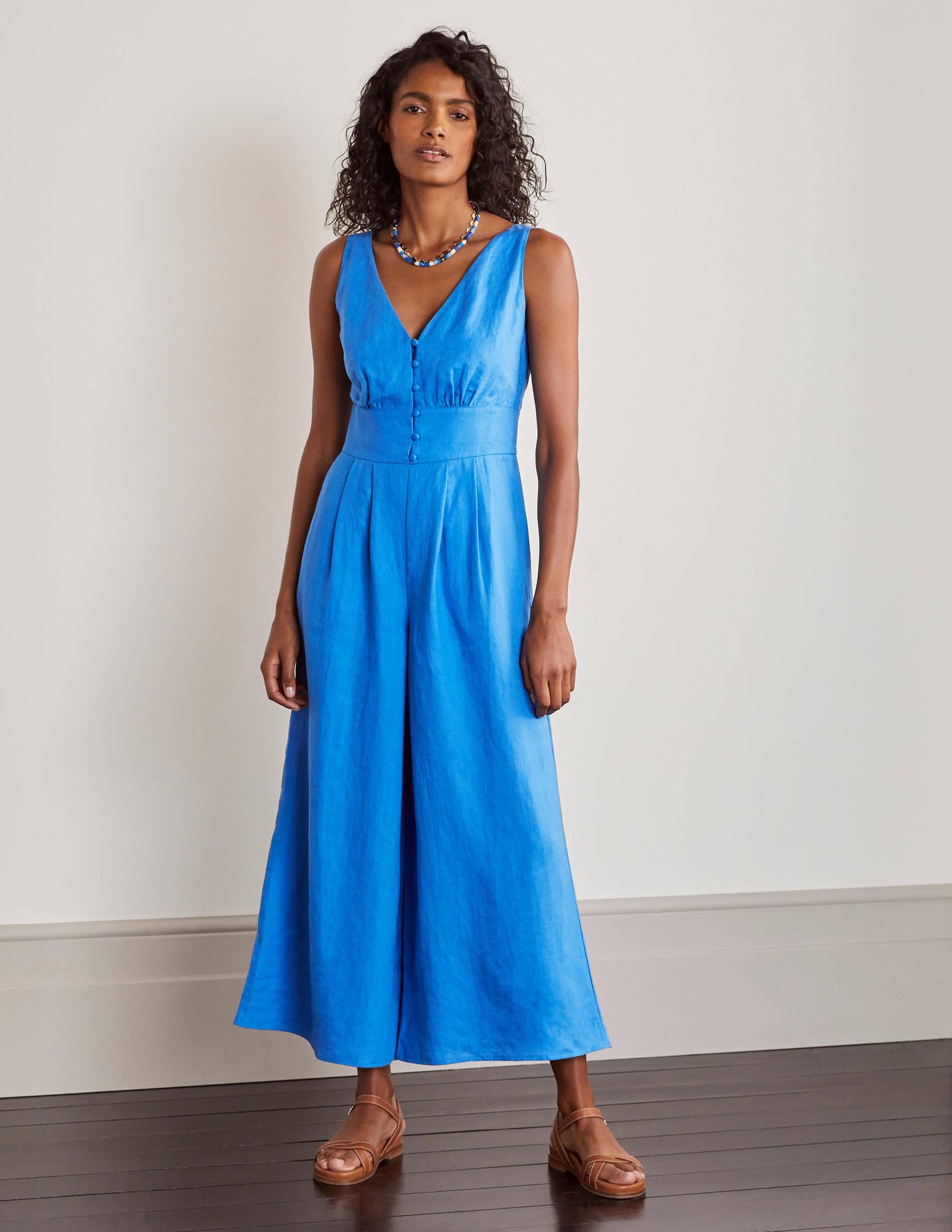 Jemima Linen Jumpsuit-Marina Blue - Image 1