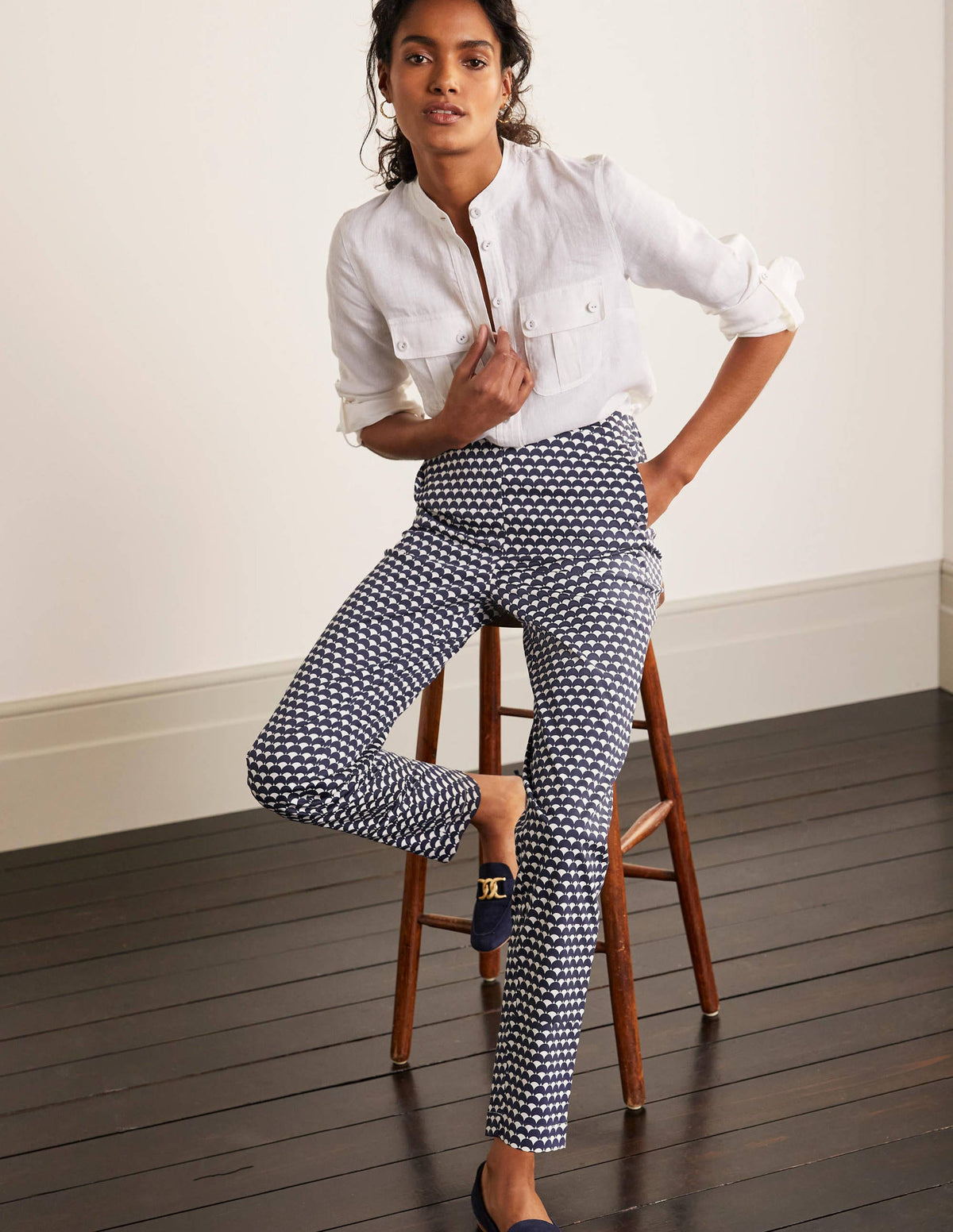 Pull On Trousers-Navy, Scallop Row-5
