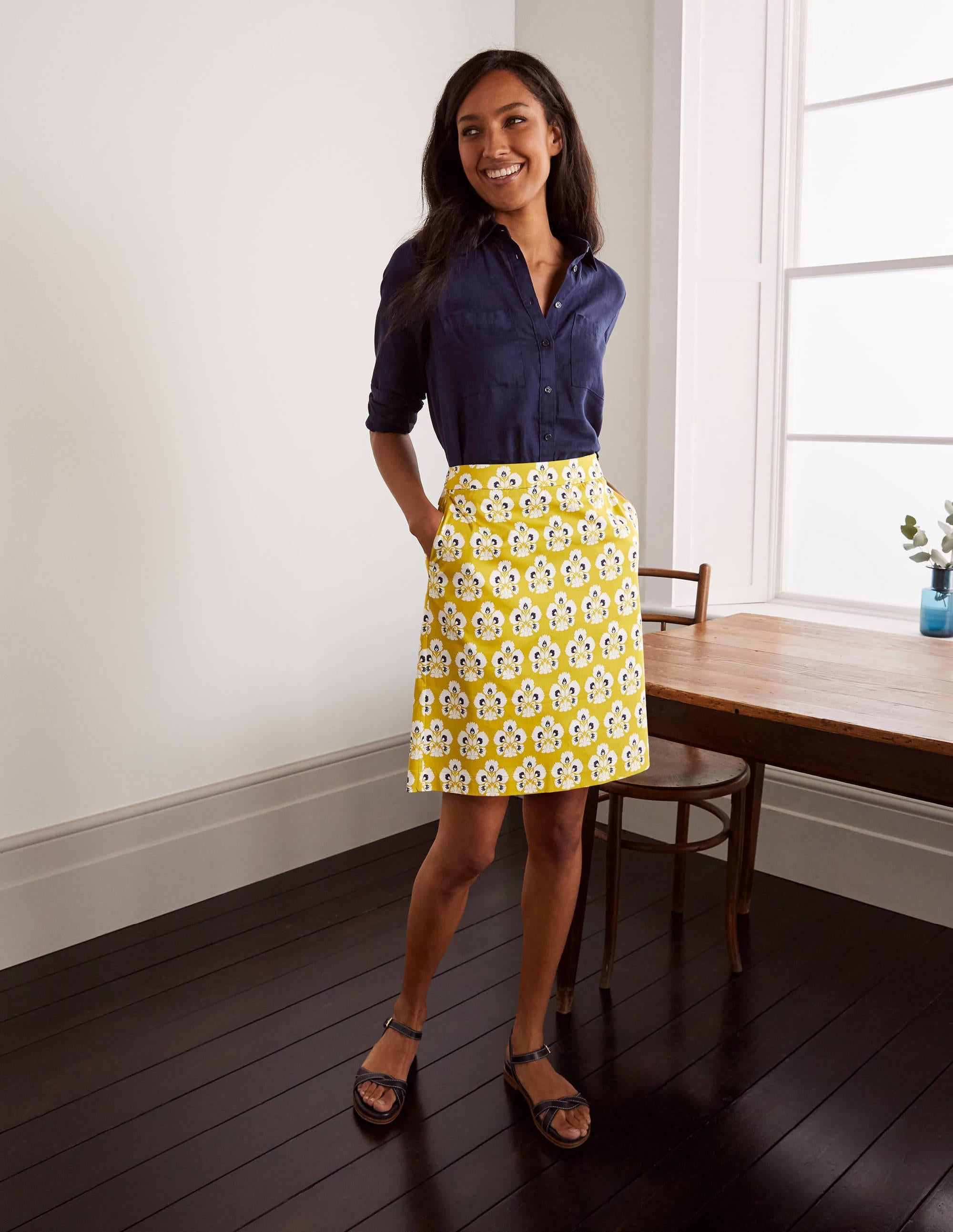 Danby Pull On Mini Skirt-Chartreuse, Carnation Stamp - Image 4