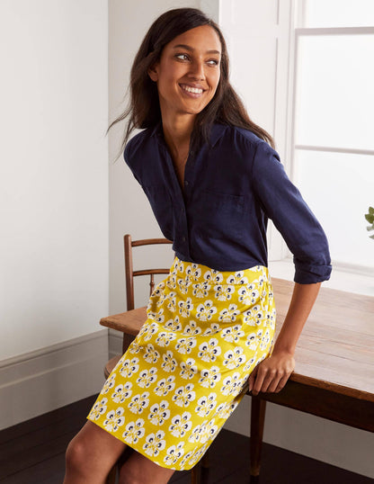 Danby Pull On Mini Skirt-Chartreuse, Carnation Stamp-1