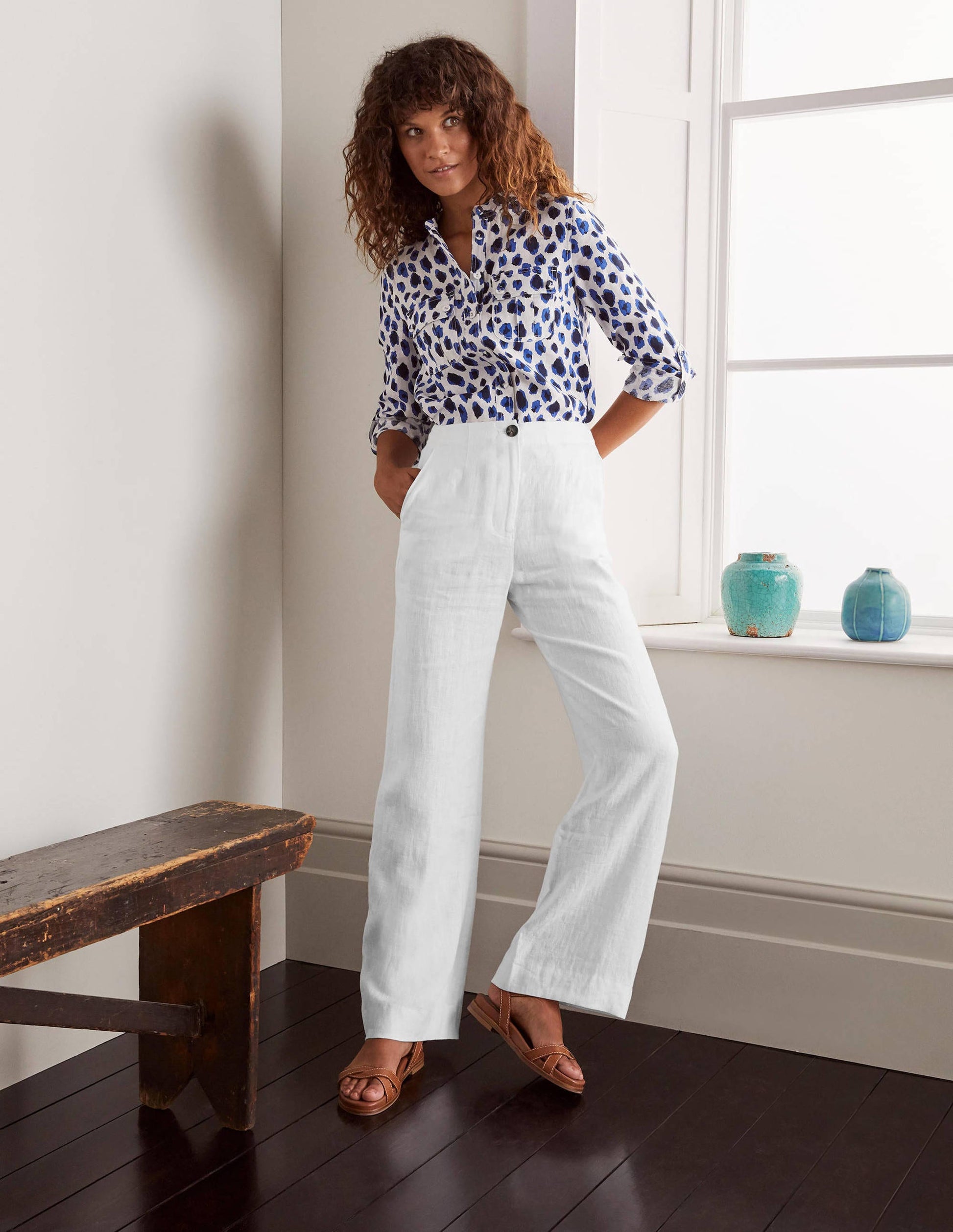 Eldon Linen Trousers-White-4