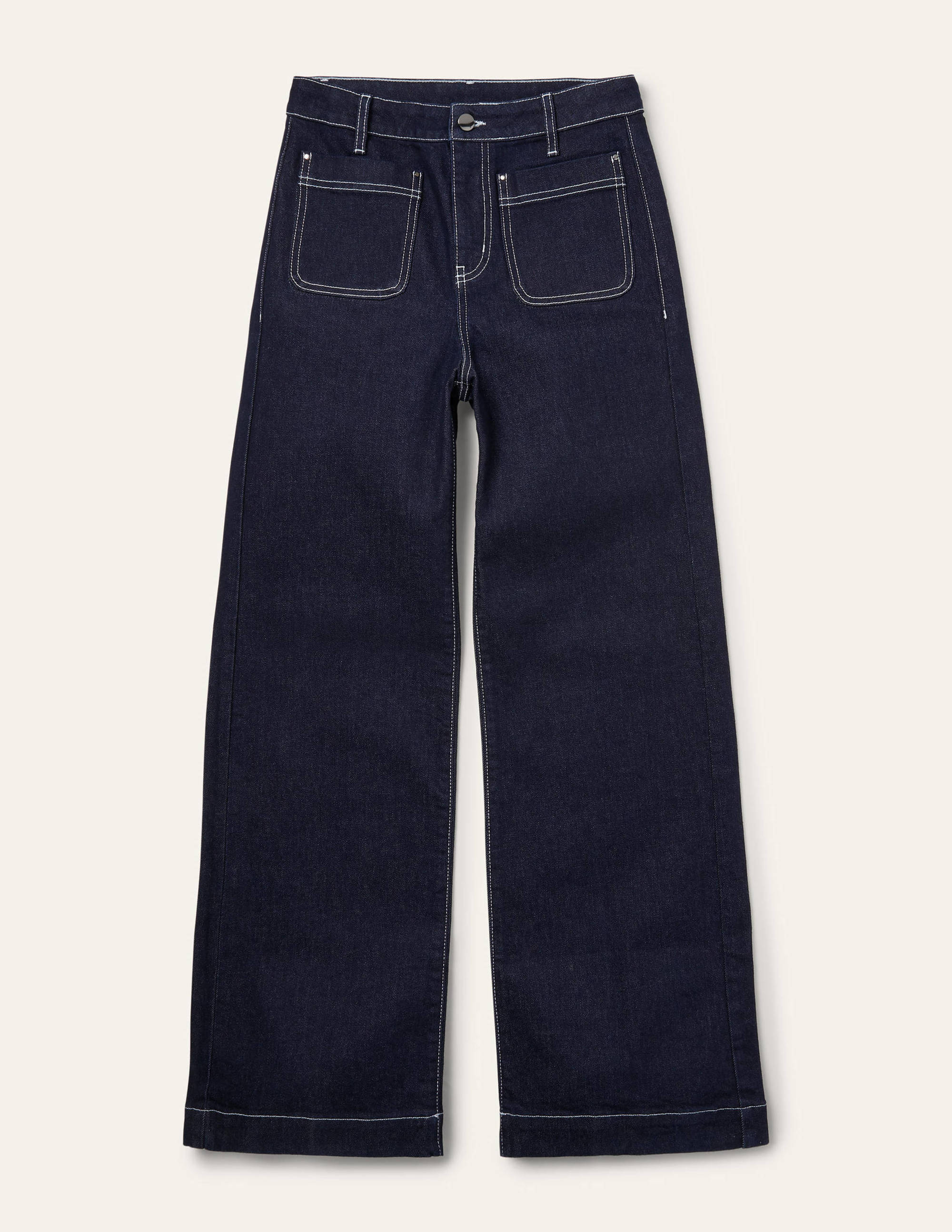 Patch Pocket Wide Leg Jeans-Indigo - Image 5