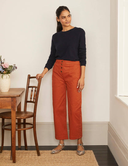 Beaufort Button Fly Trousers-Copper Red