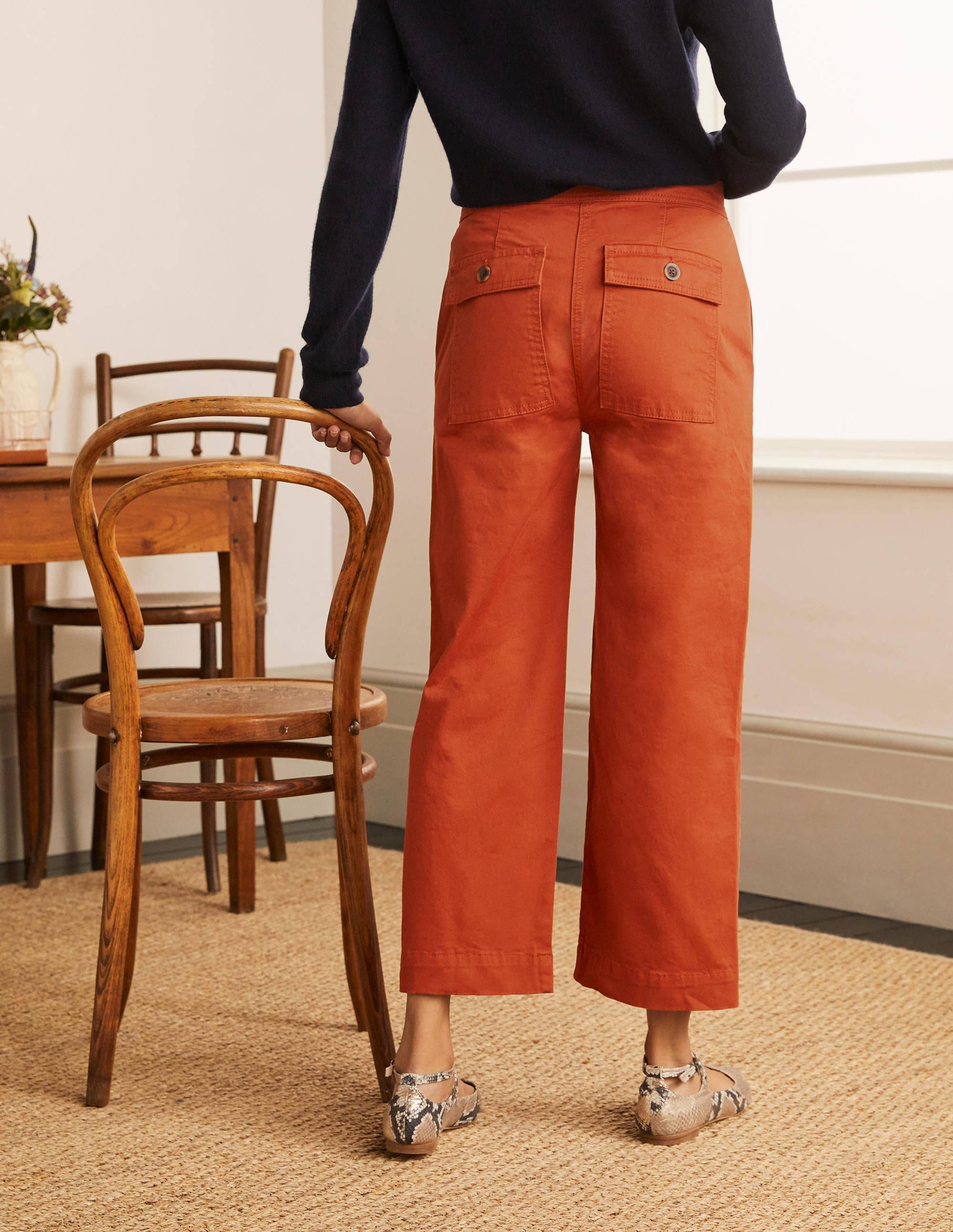 Beaufort Button Fly Trousers-Copper Red - Image 2