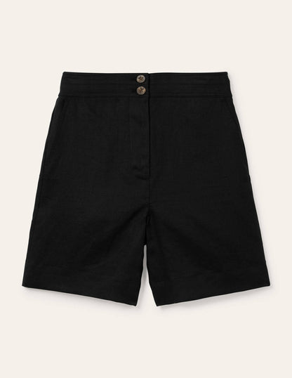 Cornwall Linen Shorts-Black-5