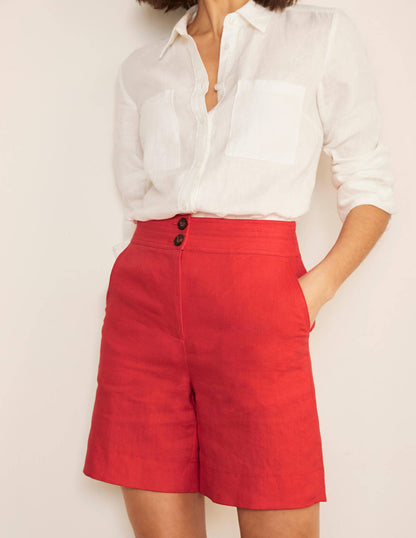 Cornwall Linen Shorts-Cherry Red-1