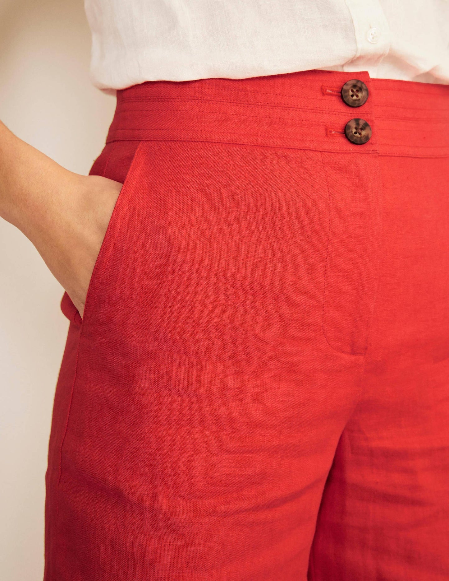 Cornwall Linen Shorts-Cherry Red