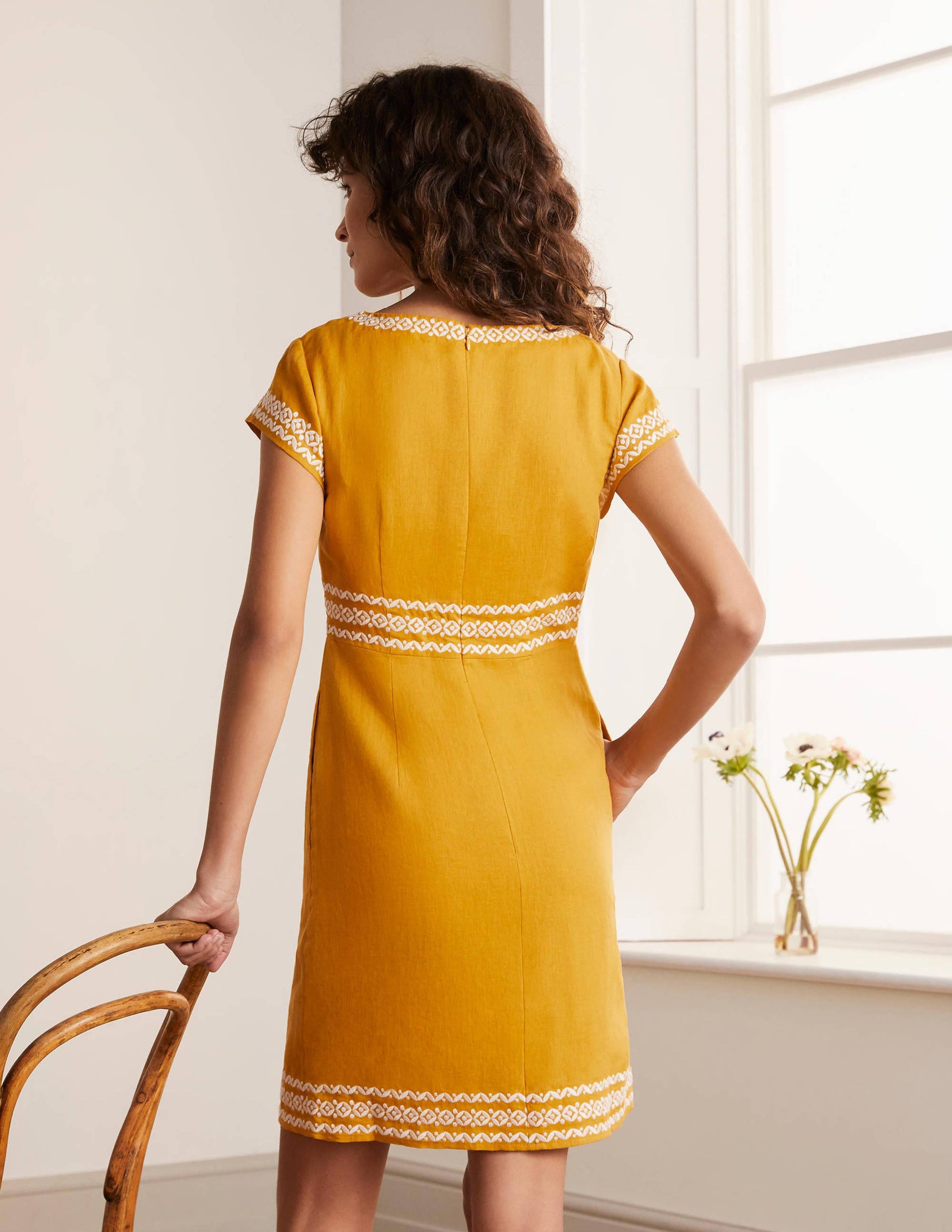Laura Linen Embroidered Dress-Tuscan Sun-2