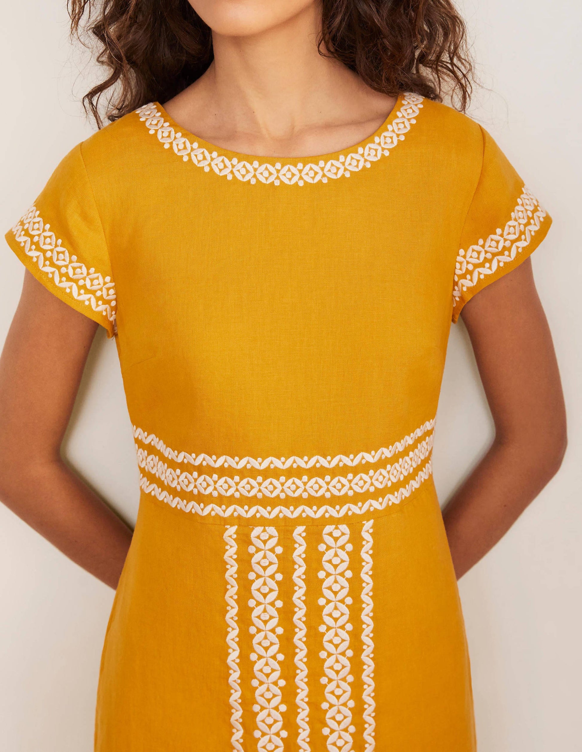 Laura Linen Embroidered Dress-Tuscan Sun-3