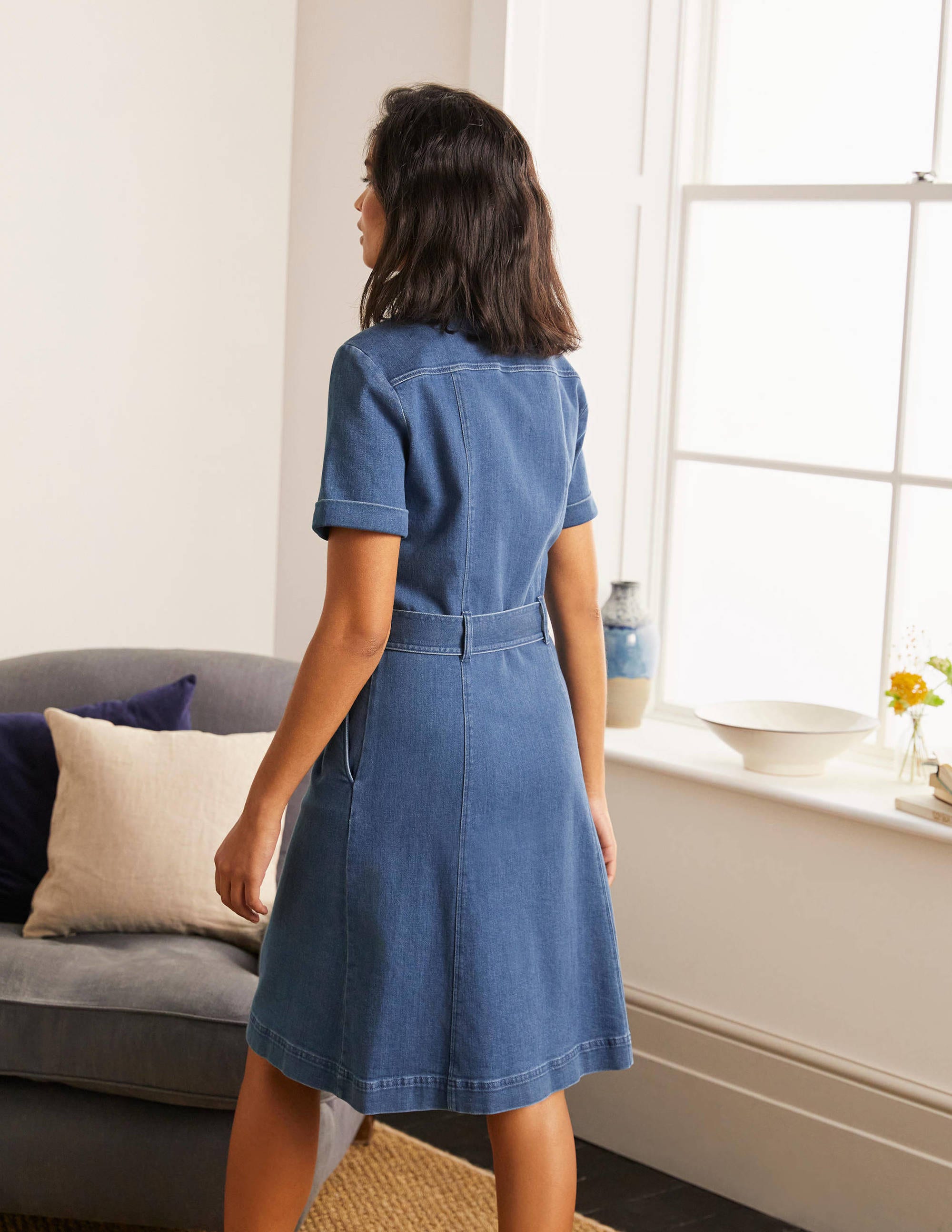 Cecily Shirt Dress-Mid Vintage Denim - Image 2