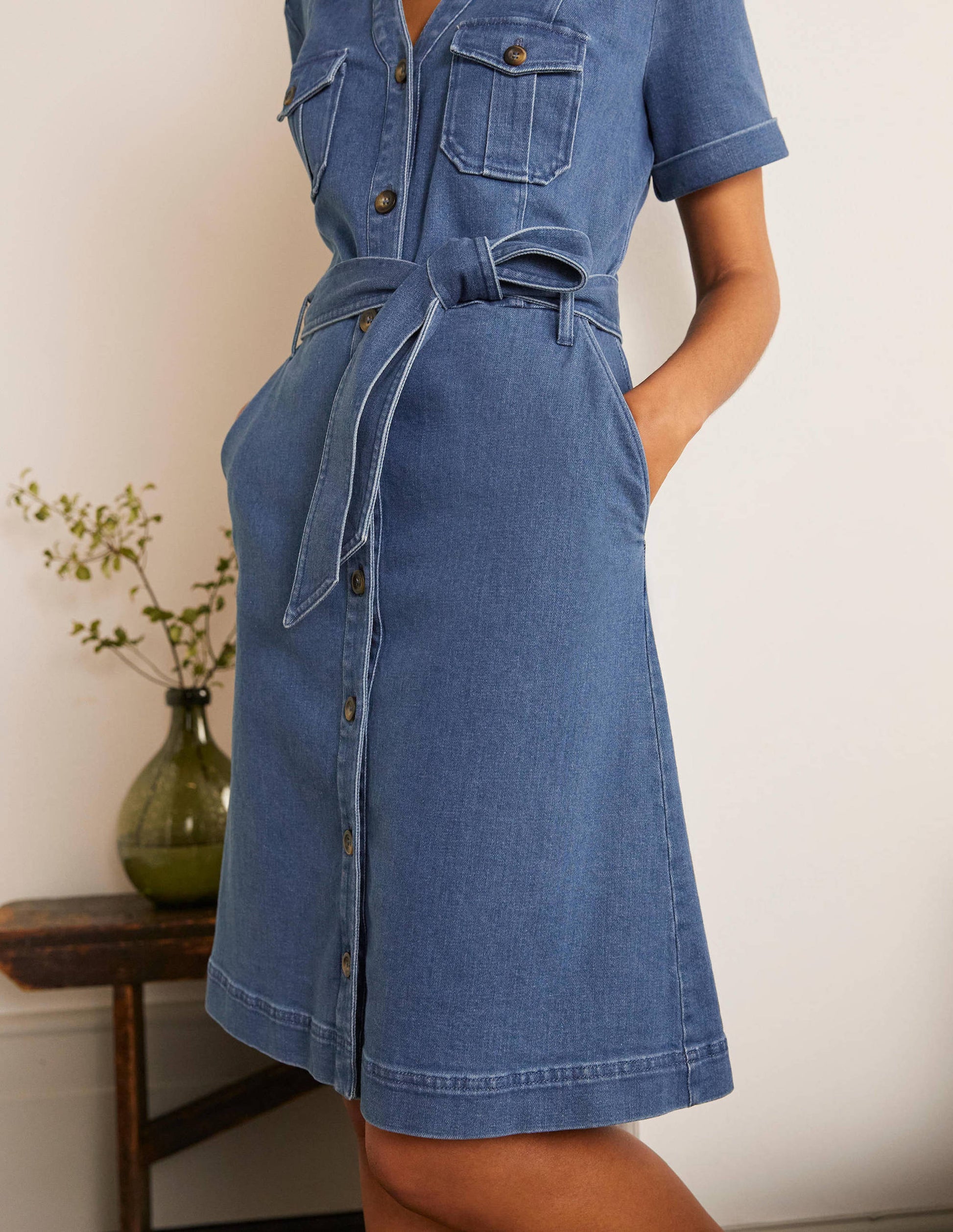Cecily Shirt Dress-Mid Vintage Denim-3