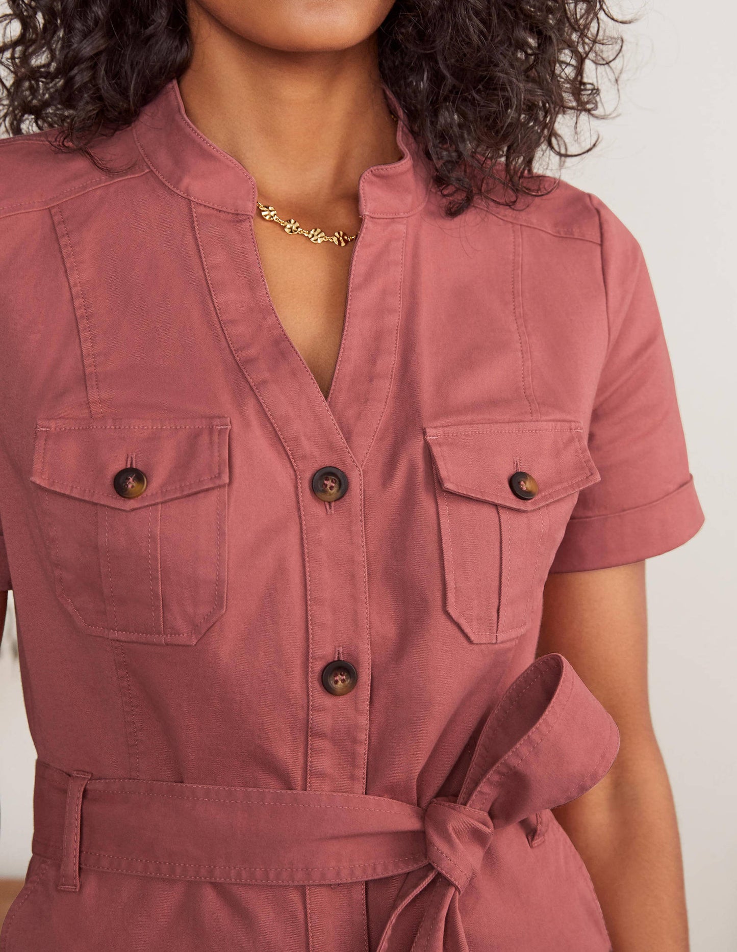 Cecily Shirt Dress-Dusty Rose