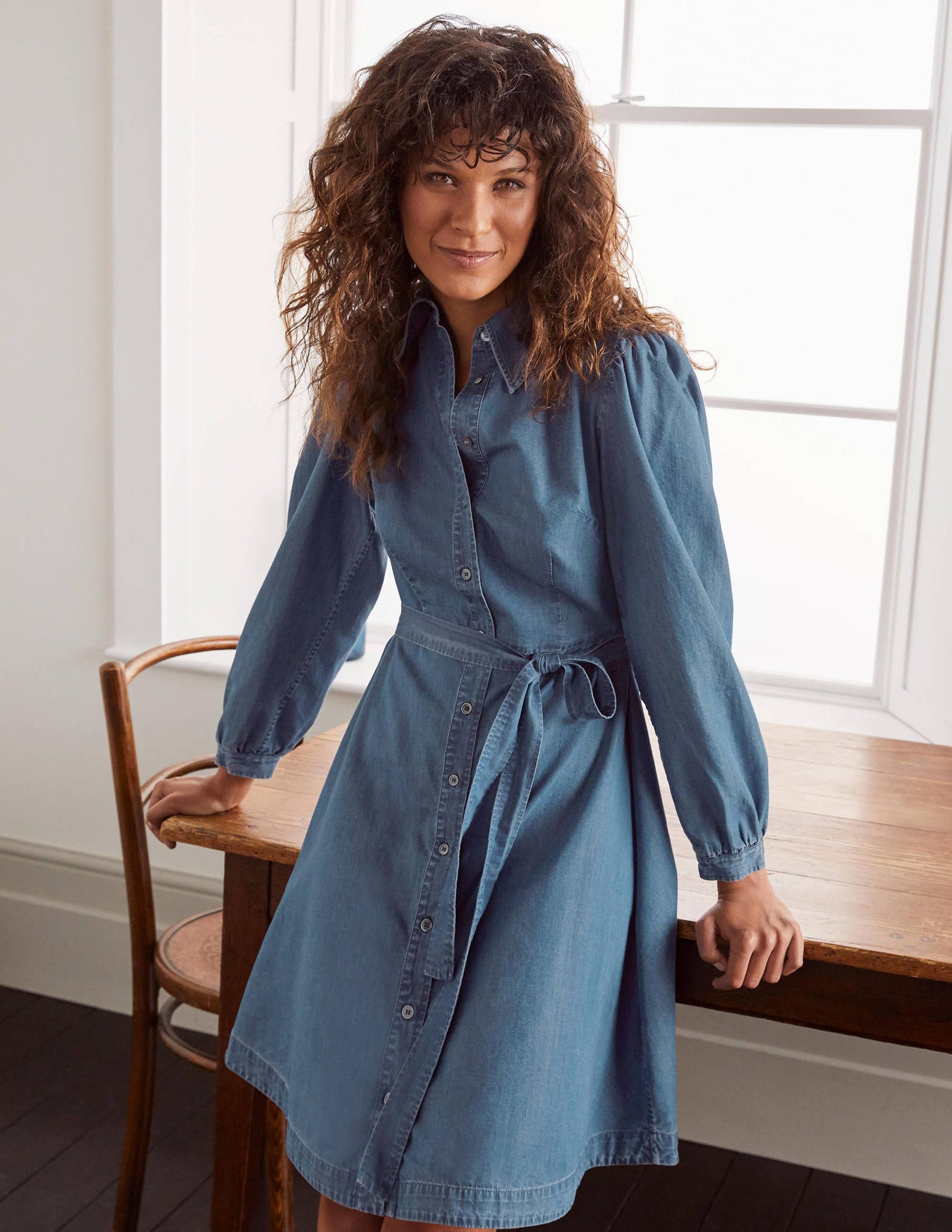 Charlotte Shirt Dress-Mid Vintage Denim-1