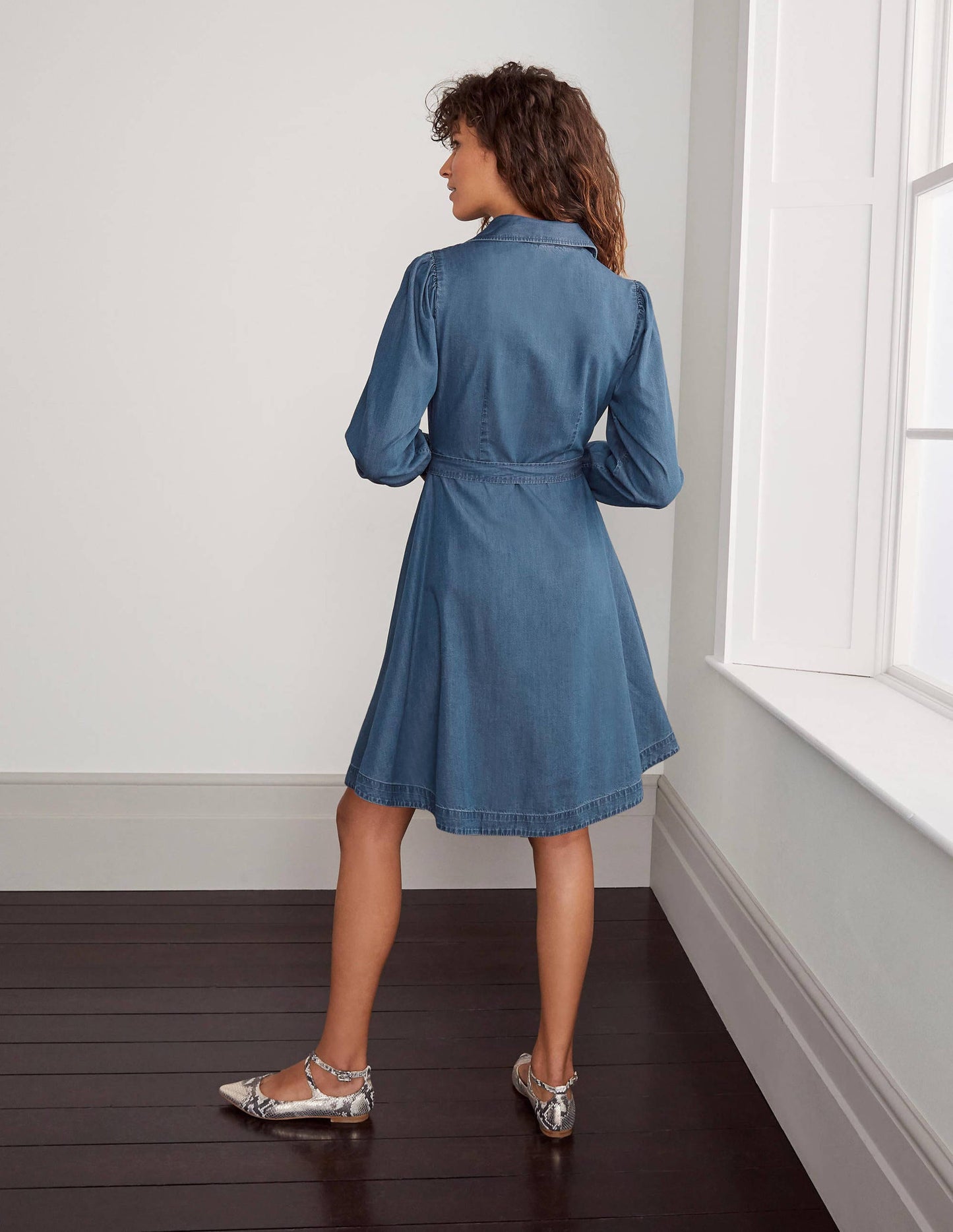 Charlotte Shirt Dress-Mid Vintage Denim