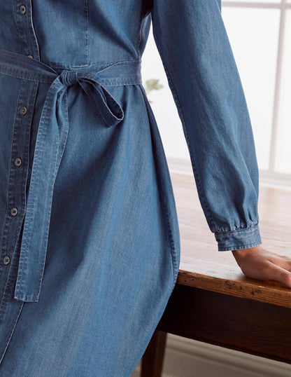 Charlotte Shirt Dress-Mid Vintage Denim-4