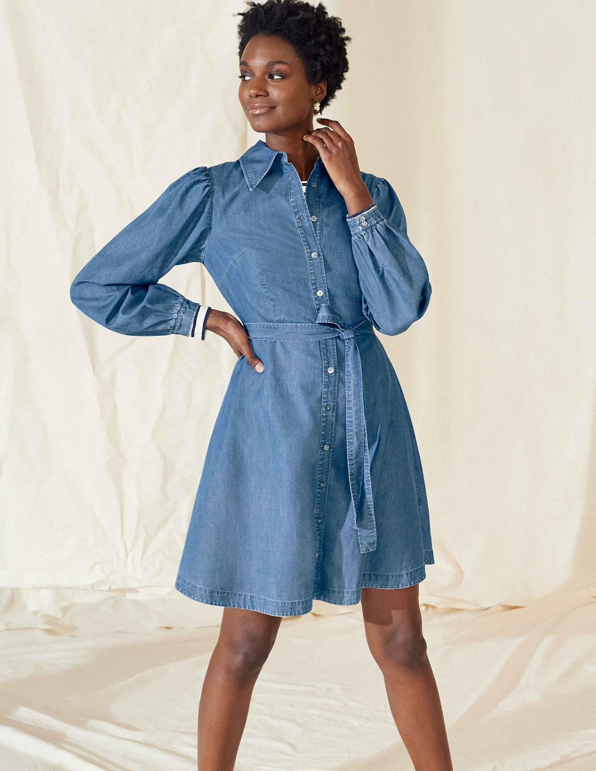 Charlotte Shirt Dress-Mid Vintage Denim-5