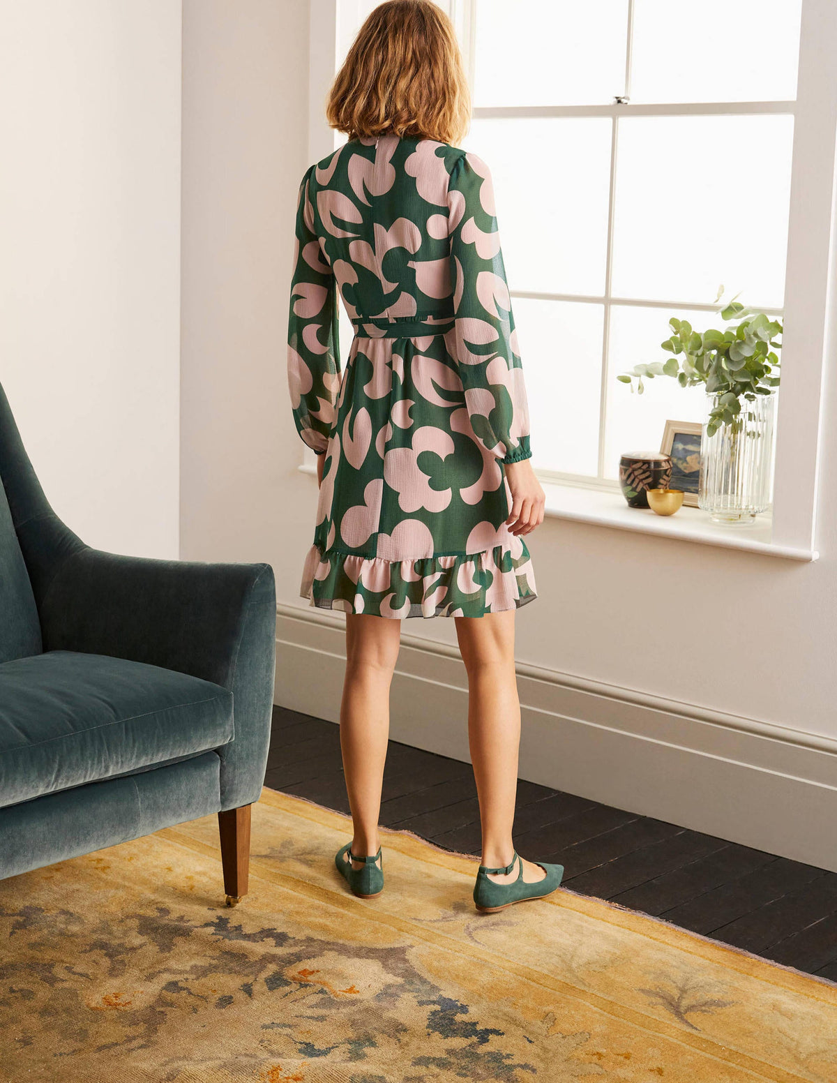 Lottie Belted Dress-Palm Leaf, Dream Cloud-2