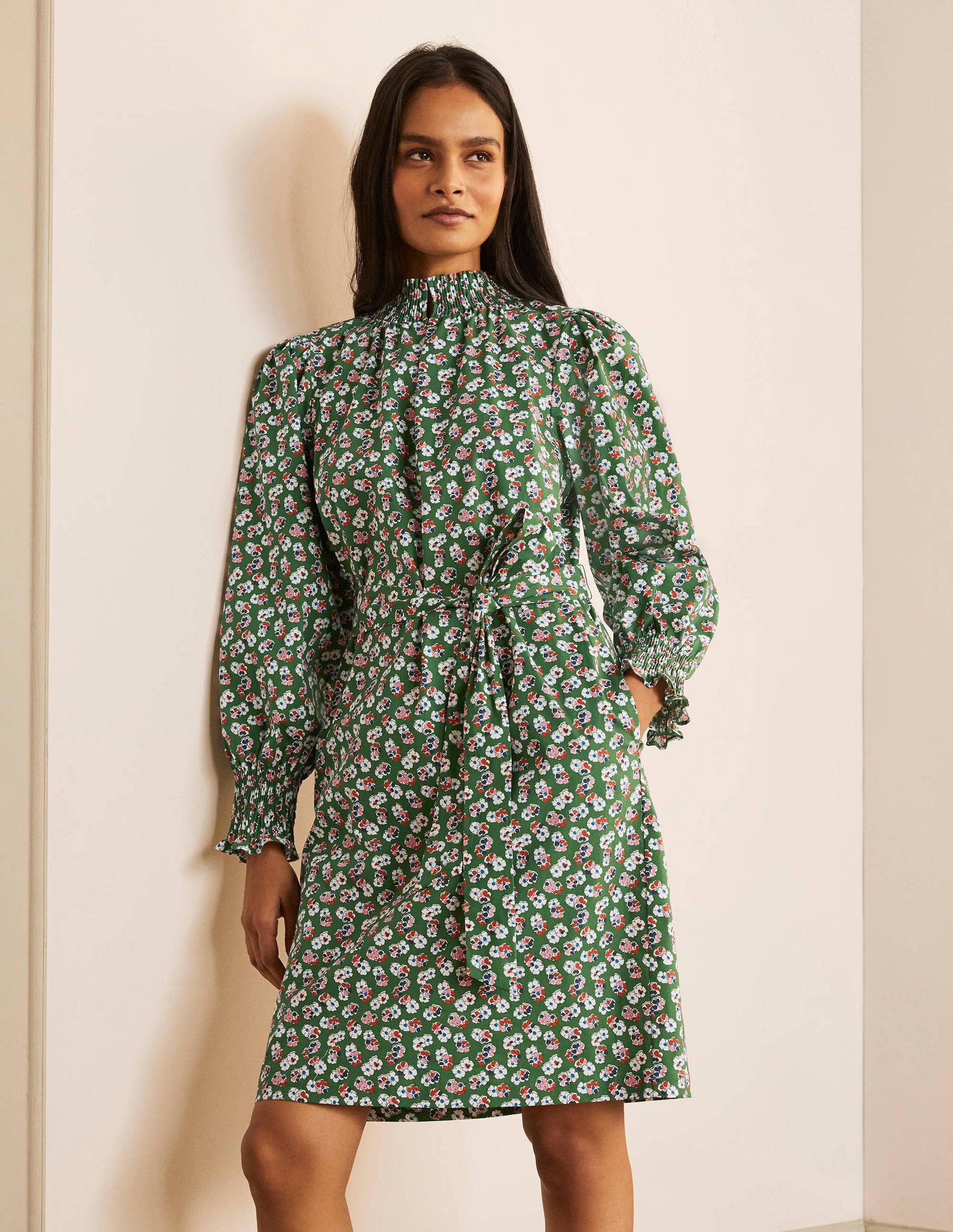 Ellie Smocked Dress-Broad Bean, Painted Ditsy-4