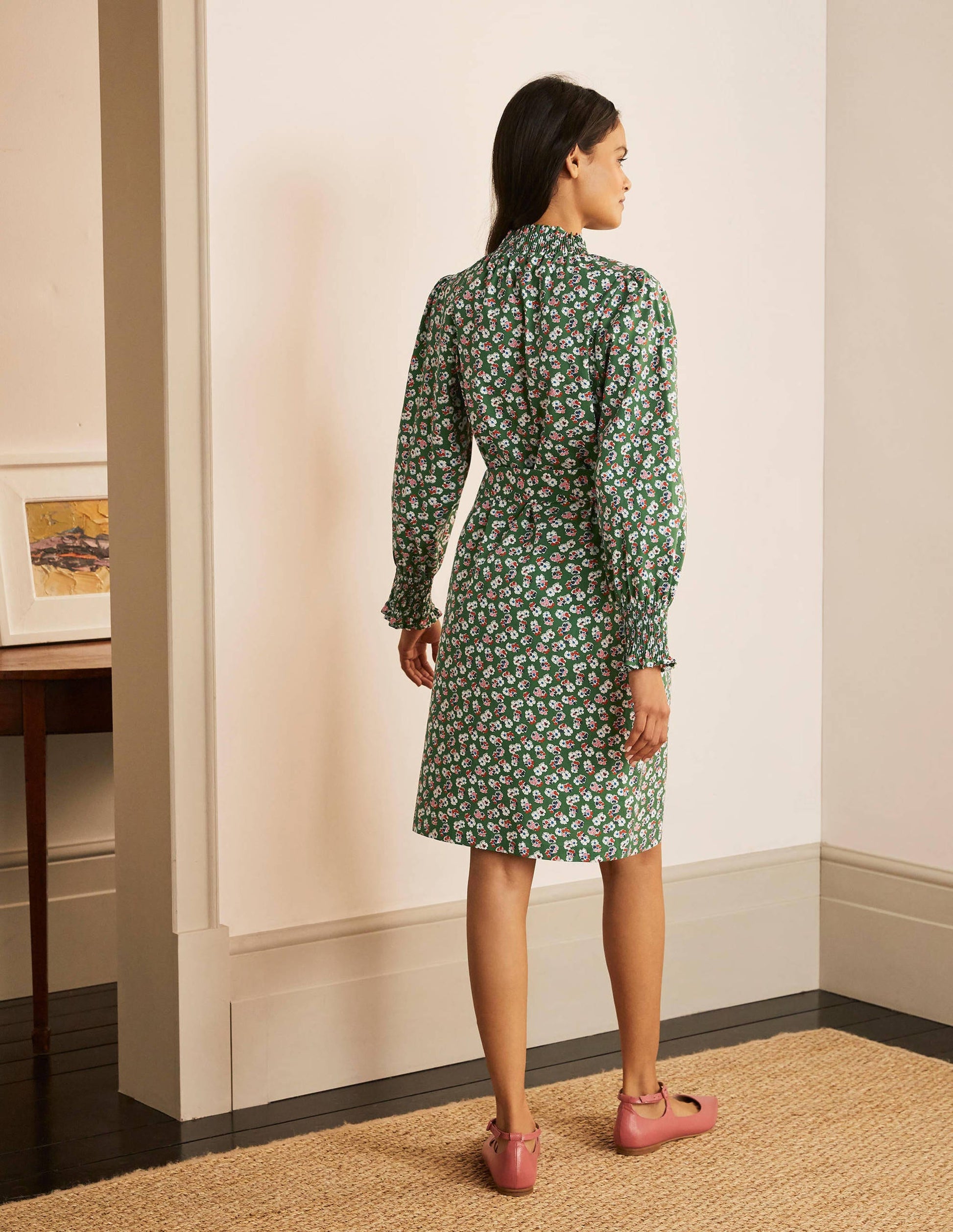 Ellie Smocked Dress-Broad Bean, Painted Ditsy-2