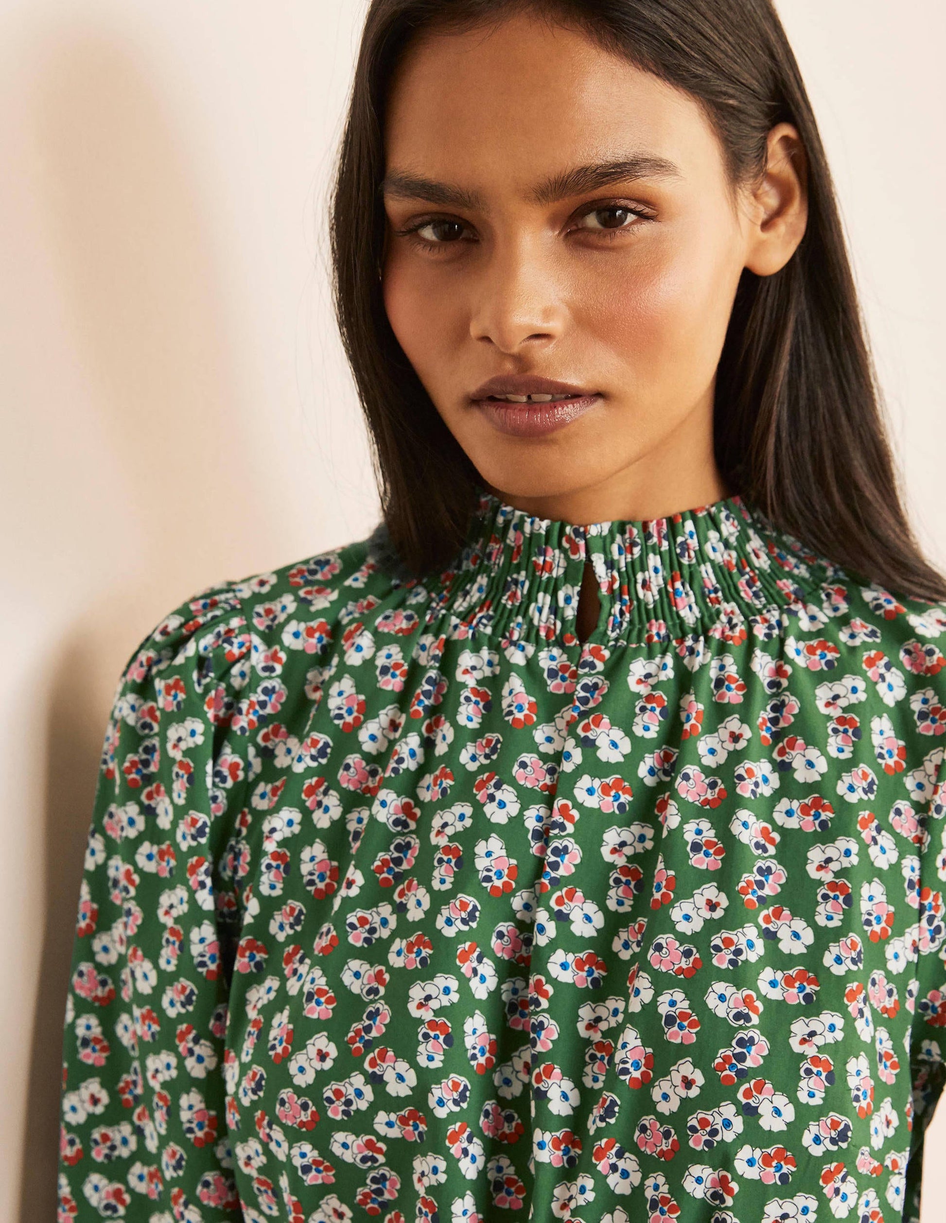 Ellie Smocked Dress-Broad Bean, Painted Ditsy-3